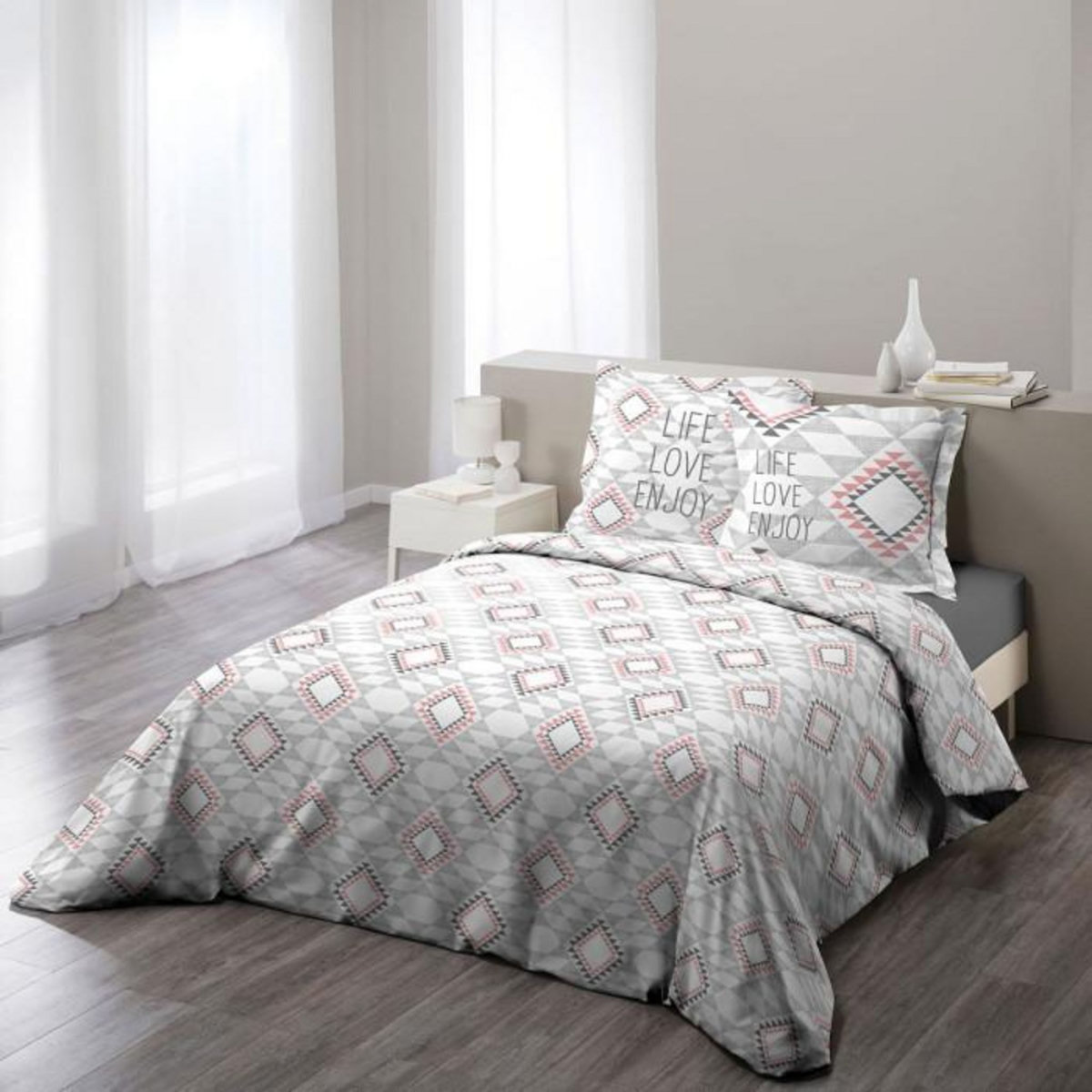 Paris Prix Parure de Lit 3 Pièces  Folio  240x220cm Rose