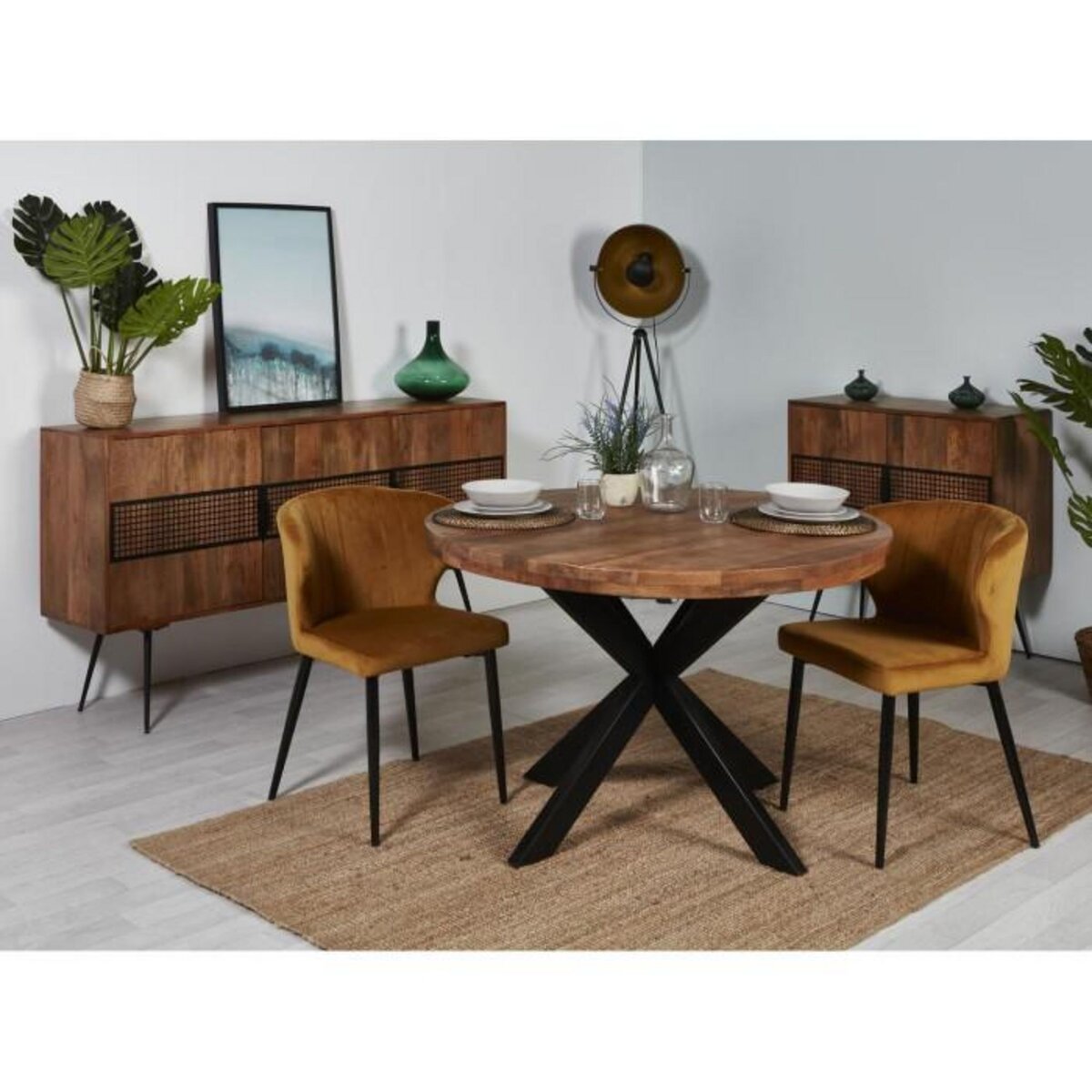 Paris Prix Bahut 2 Portes en Bois  Tibet  91cm Marron