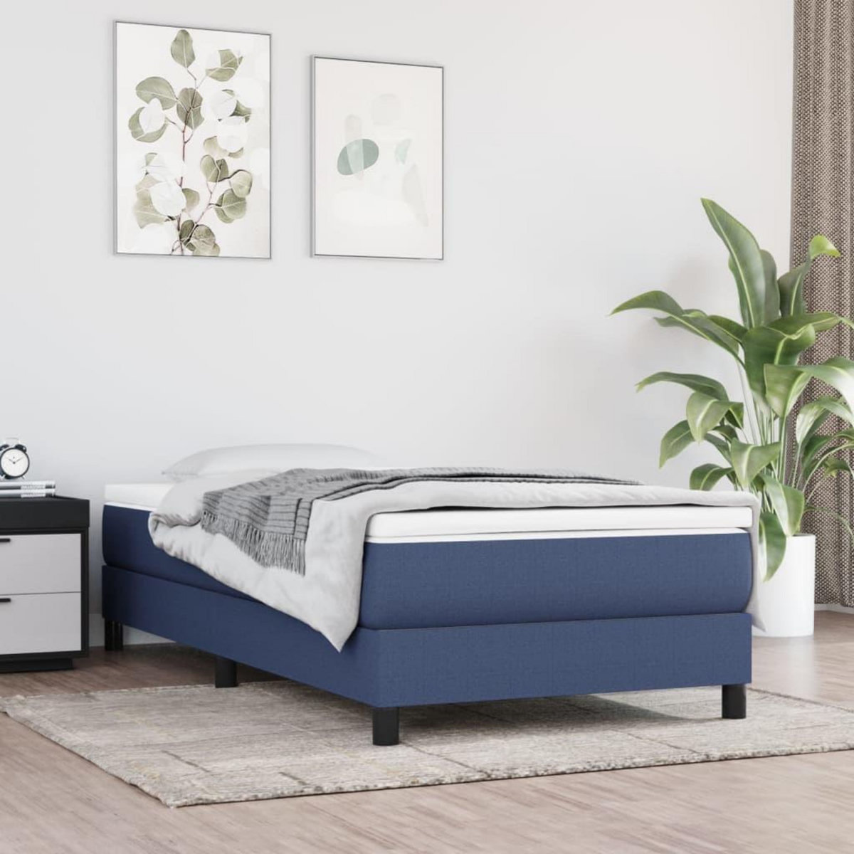 VIDAXL Matelas de lit a ressorts ensaches Bleu 90x190x20 cm Tissu