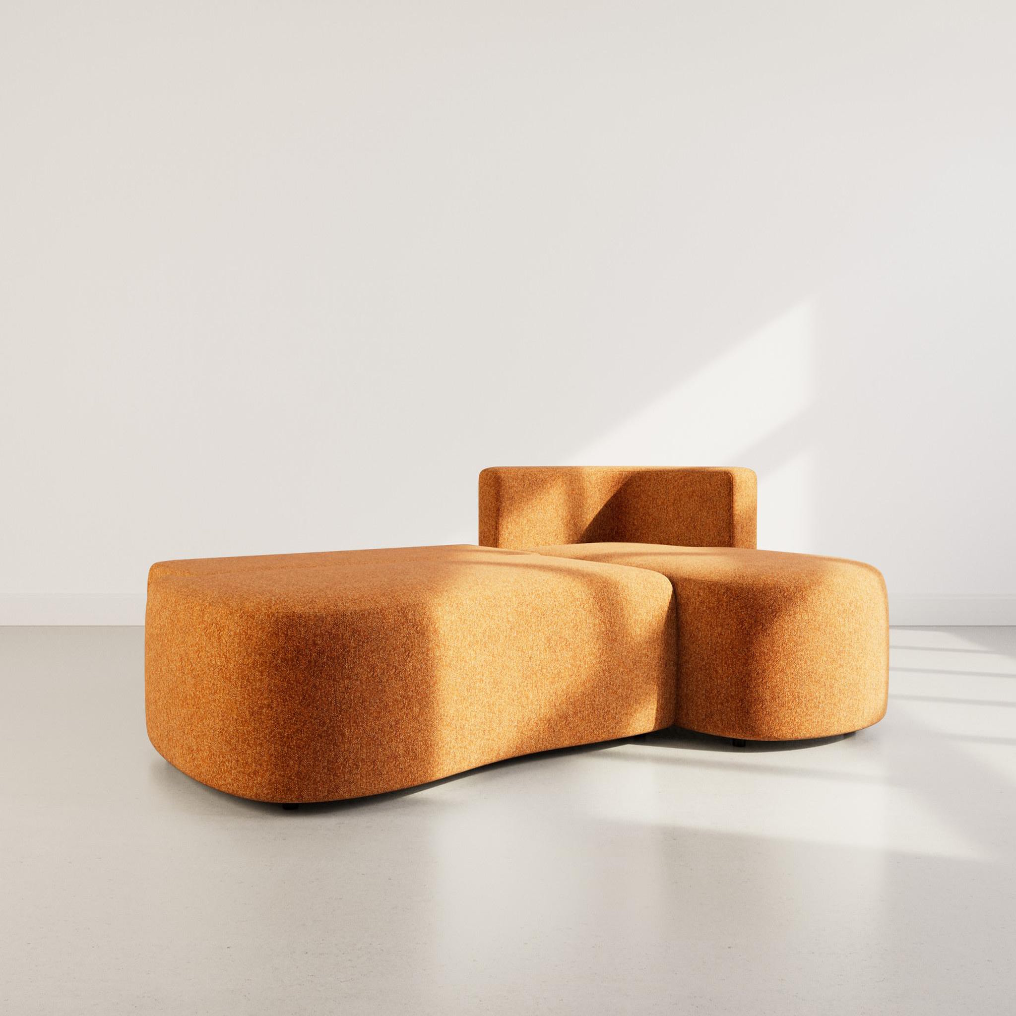 Voir la diapositive 2 : LISA DESIGN Mahina - canapé d'angle droit 4 places convertible avec coffre en tissu texturé