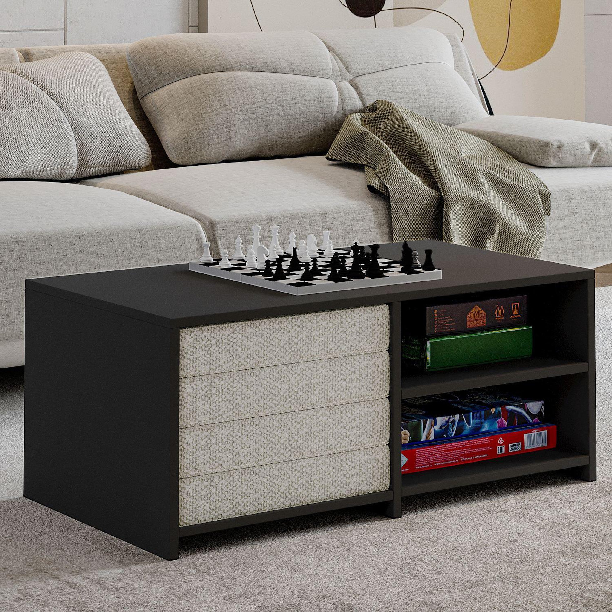 Voir la diapositive 2 : Habitat et Jardin Set de table basse en bois  gord  - 90 x 45 x 44.1 cm - anthracite