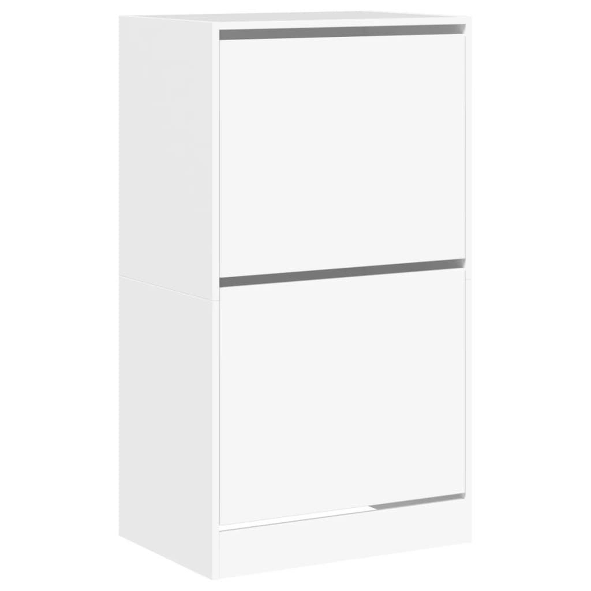 Voir la diapositive 2 : VIDAXL Armoire a chaussures 2 tiroirs rabattables blanc 60x42x108 cm