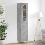 VIDAXL Buffet haut Gris beton 34,5x34x180 cm Bois d'ingenierie