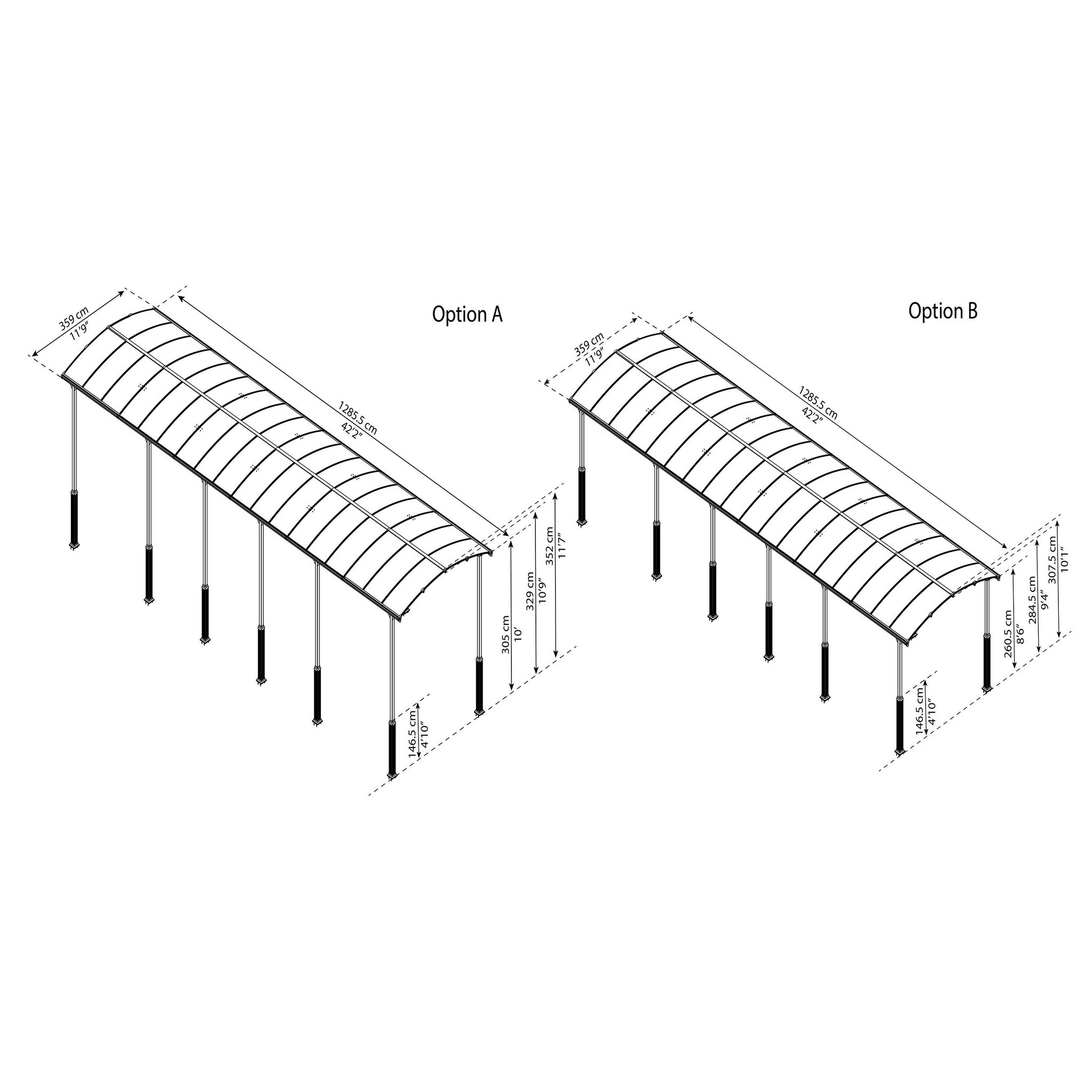 Voir la diapositive 3 : Canopia by PALRAM Carport Camping-Car Aluminium - Anthracite -40,3m² - ARCADIA ALPINE 6402