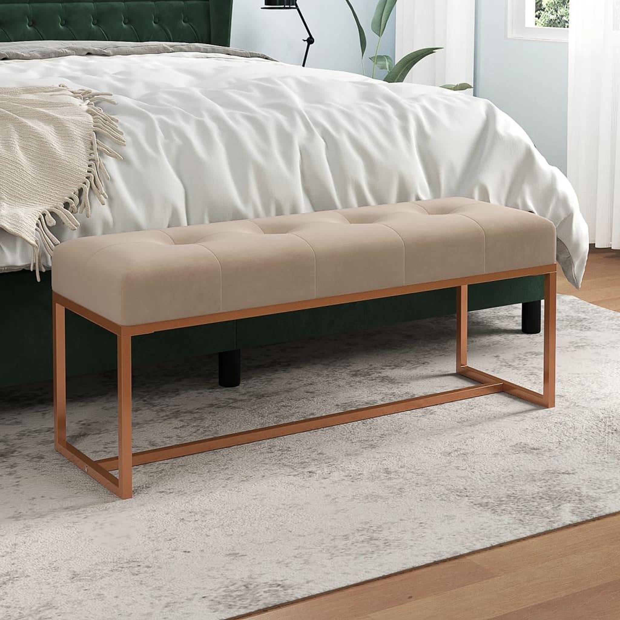 Voir la diapositive 1 : VIDAXL Banc Beige 110x36x45 cm Velours