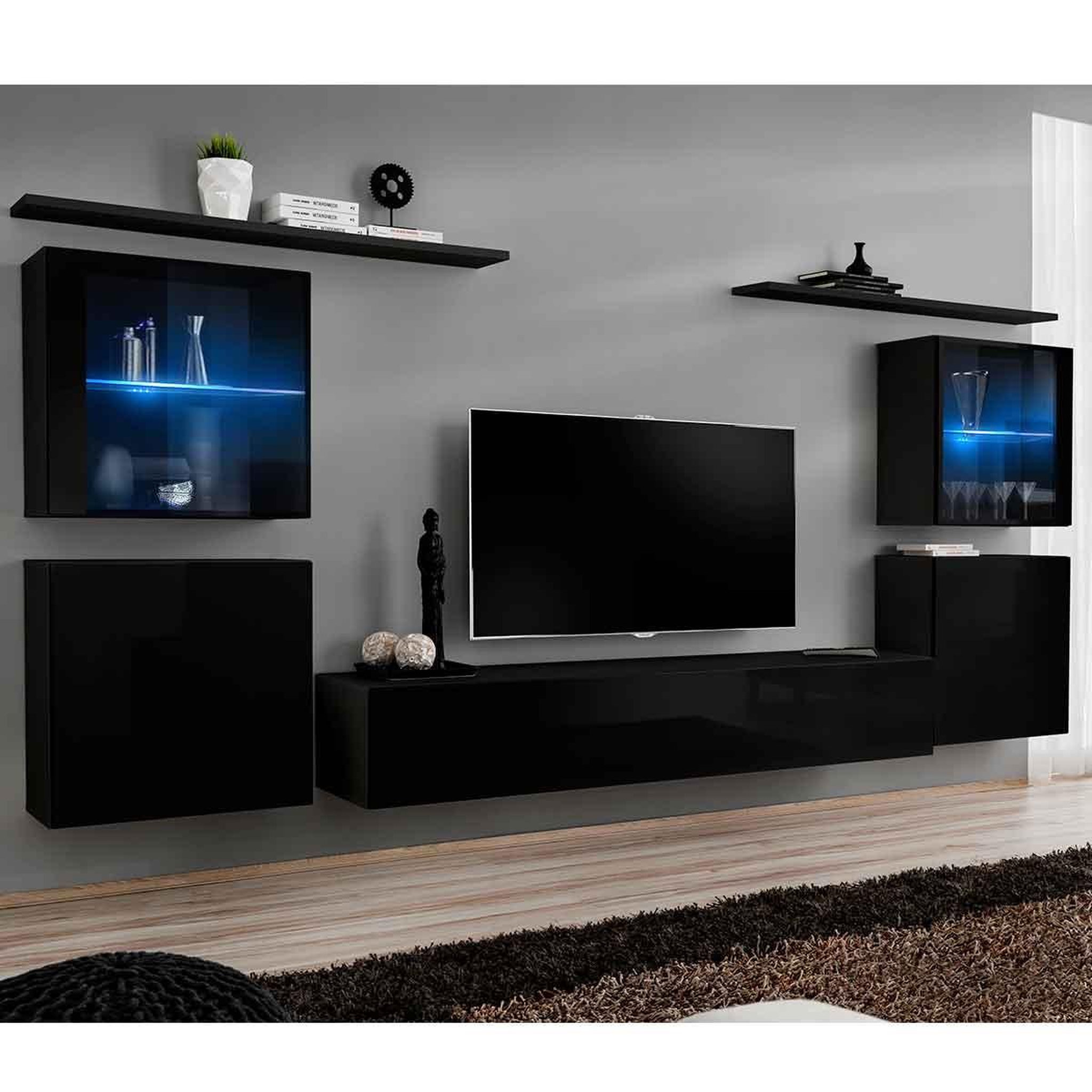 Paris Prix Meuble tv mural design  switch xiv  320cm noir