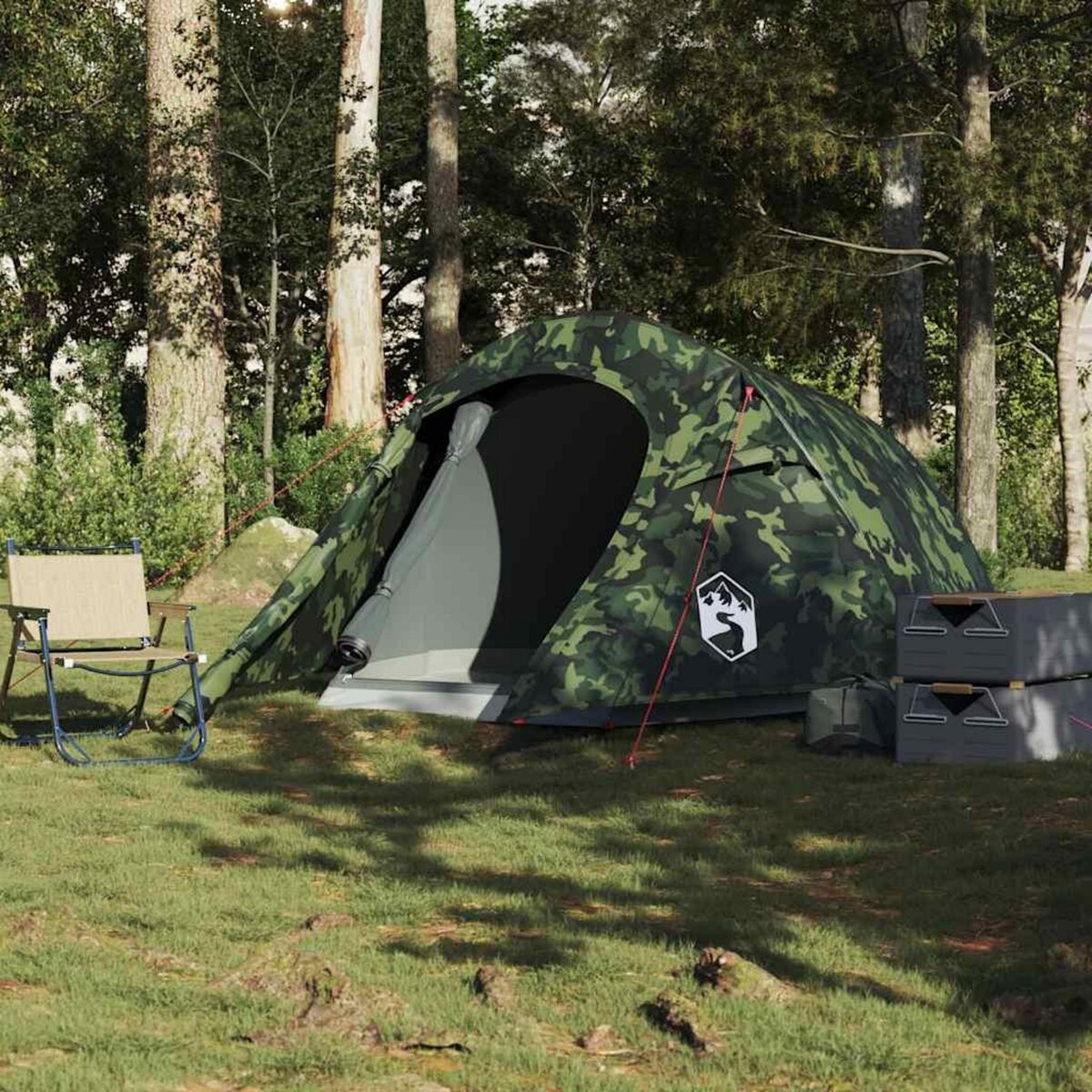 VIDAXL Tente de camping tunnel 2 personnes camouflage impermeable