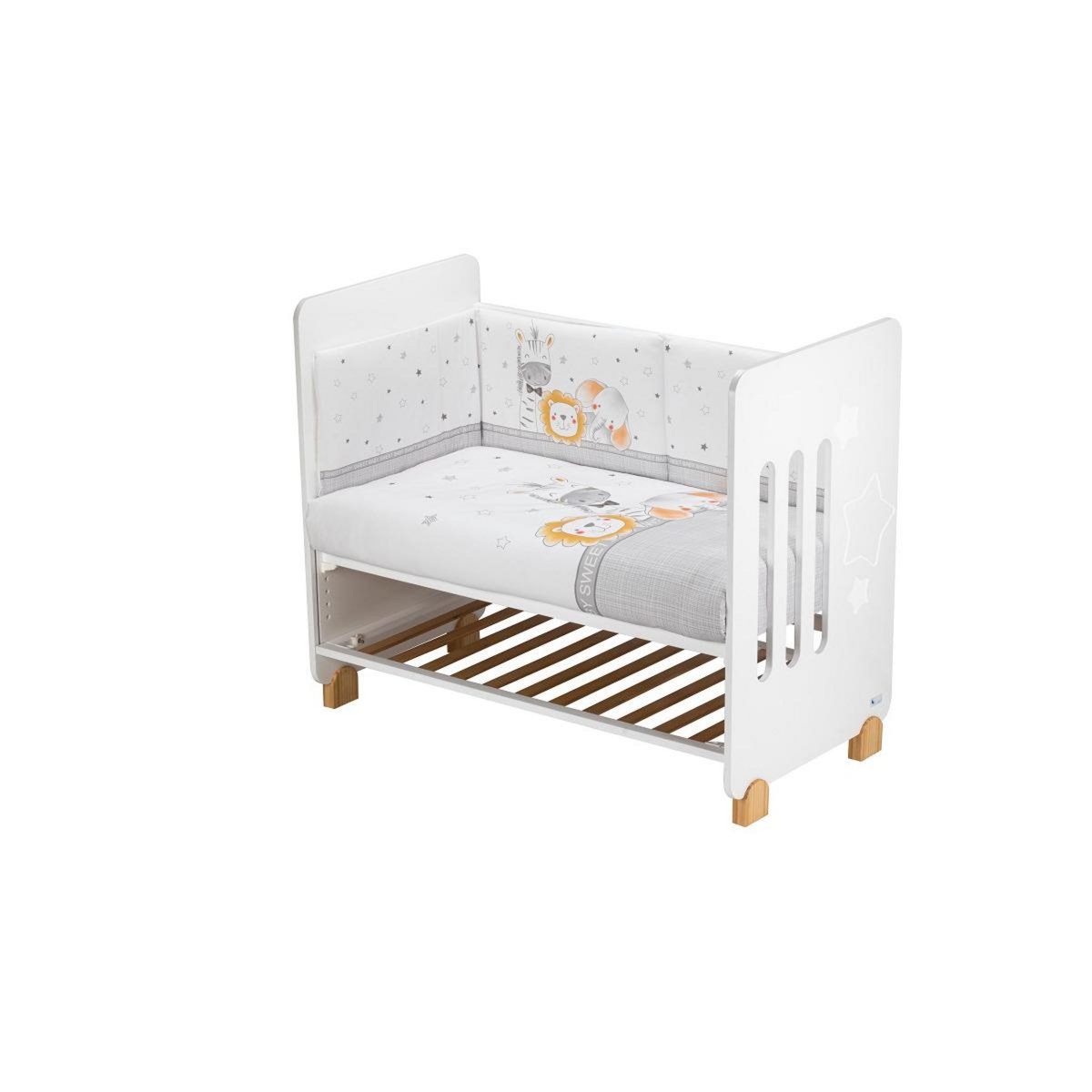 INTERBABY Lit Bébé Star Nature  and  Parure de lit 2 Pcs. Animales