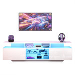 MERAX Meuble tv blanc 160 cm led mdf