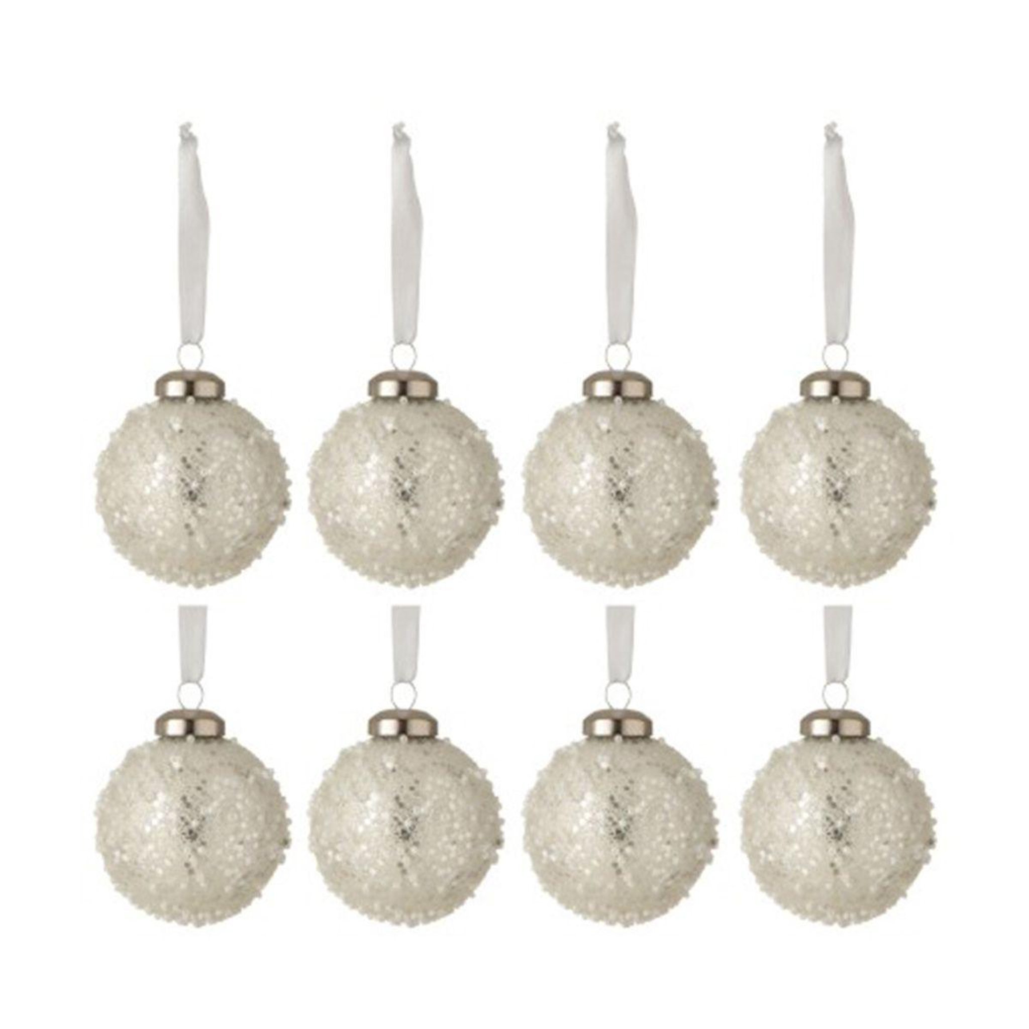 J-LINE Lot de 8 boules de noël  serenity  6cm argent
