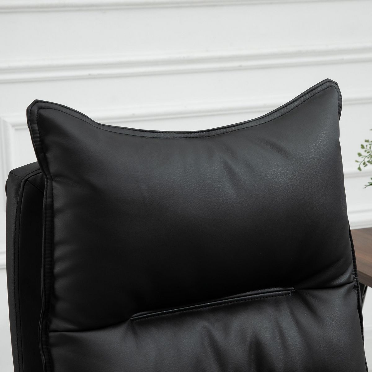 VINSETTO Fauteuil de bureau direction hauteur réglable dossier inclinable repose-pied intégré revêtement synthétique noir