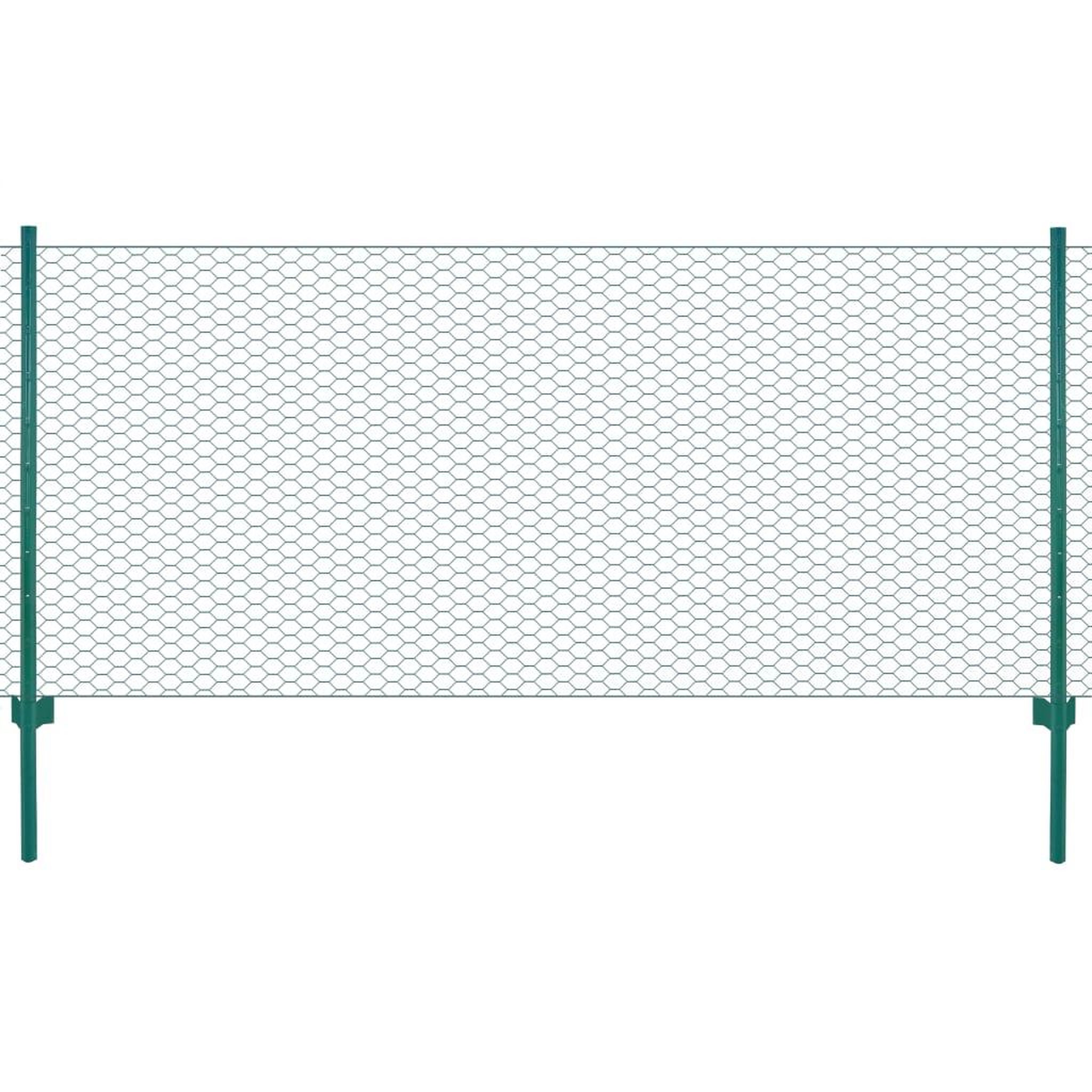 VIDAXL Cloture en grillage metallique avec poteaux Acier 25x1 m Vert
