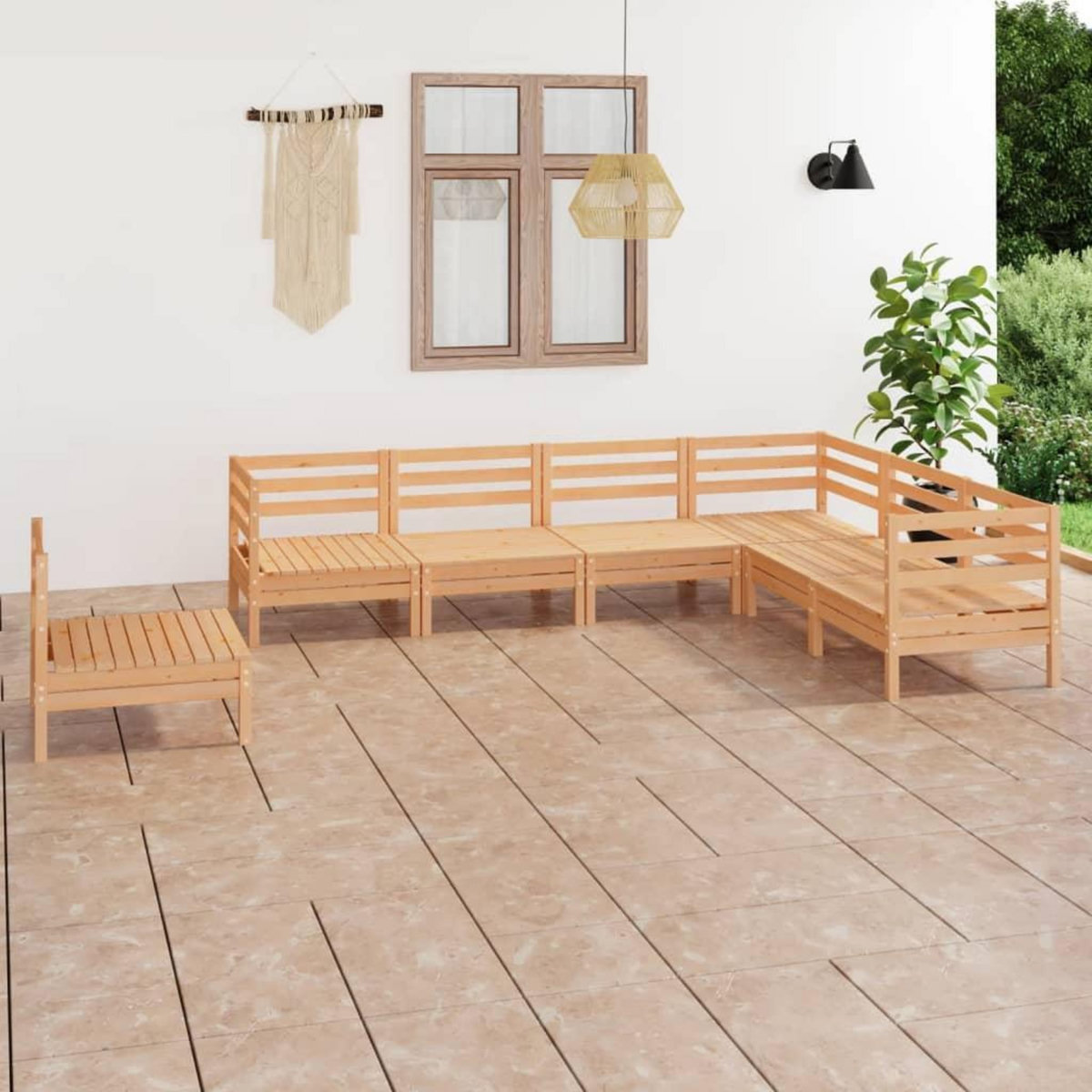 VIDAXL Salon de jardin 7 pcs Bois de pin massif