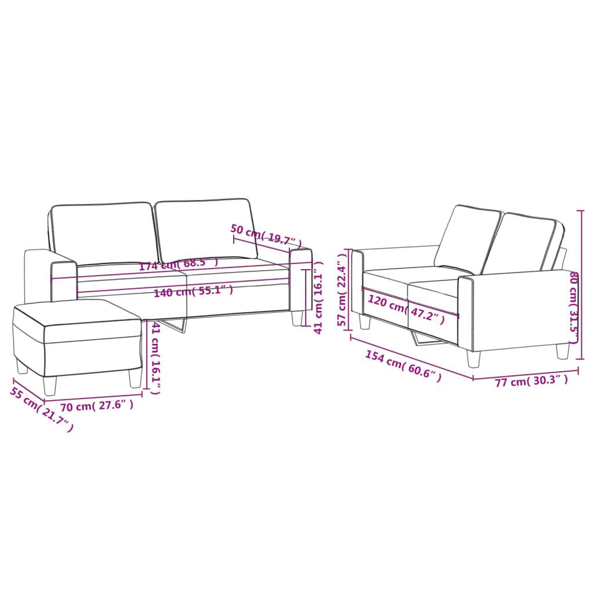 Voir la diapositive 6 : VIDAXL Ensemble de canapes 3 pcs rouge bordeaux tissu