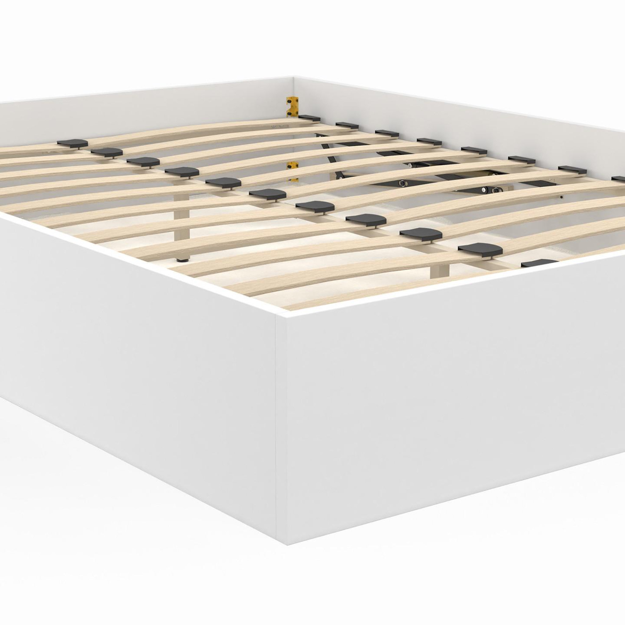 Voir la diapositive 5 : ID MARKET Lit coffre double sandside avec sommier 160 x 200 cm blanc