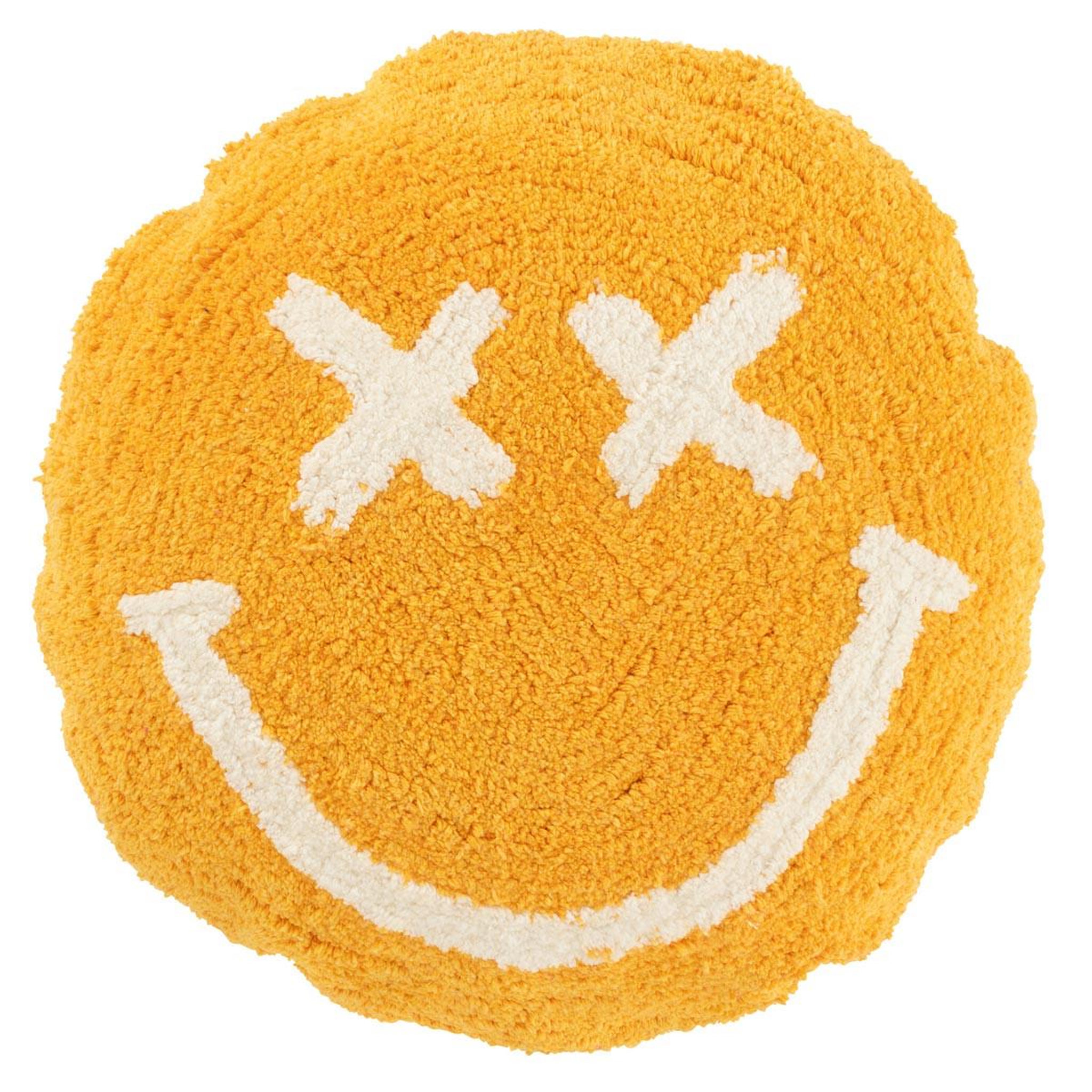 J-LINE Coussin déco tufté smiley  polly  45cm orange
