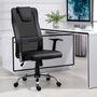 Voir la diapositive 2 : HOMCOM Fauteuil de bureau ergonomique hauteur assise réglable pivotant 360° revêtement synthétique et maille noir
