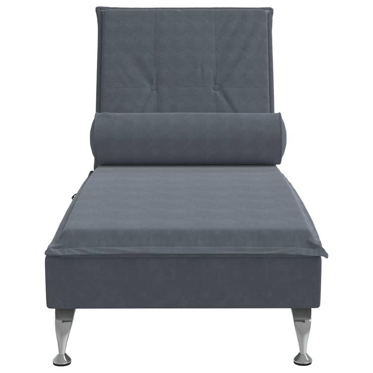 VIDAXL Chaise longue de massage avec traversin gris fonce velours