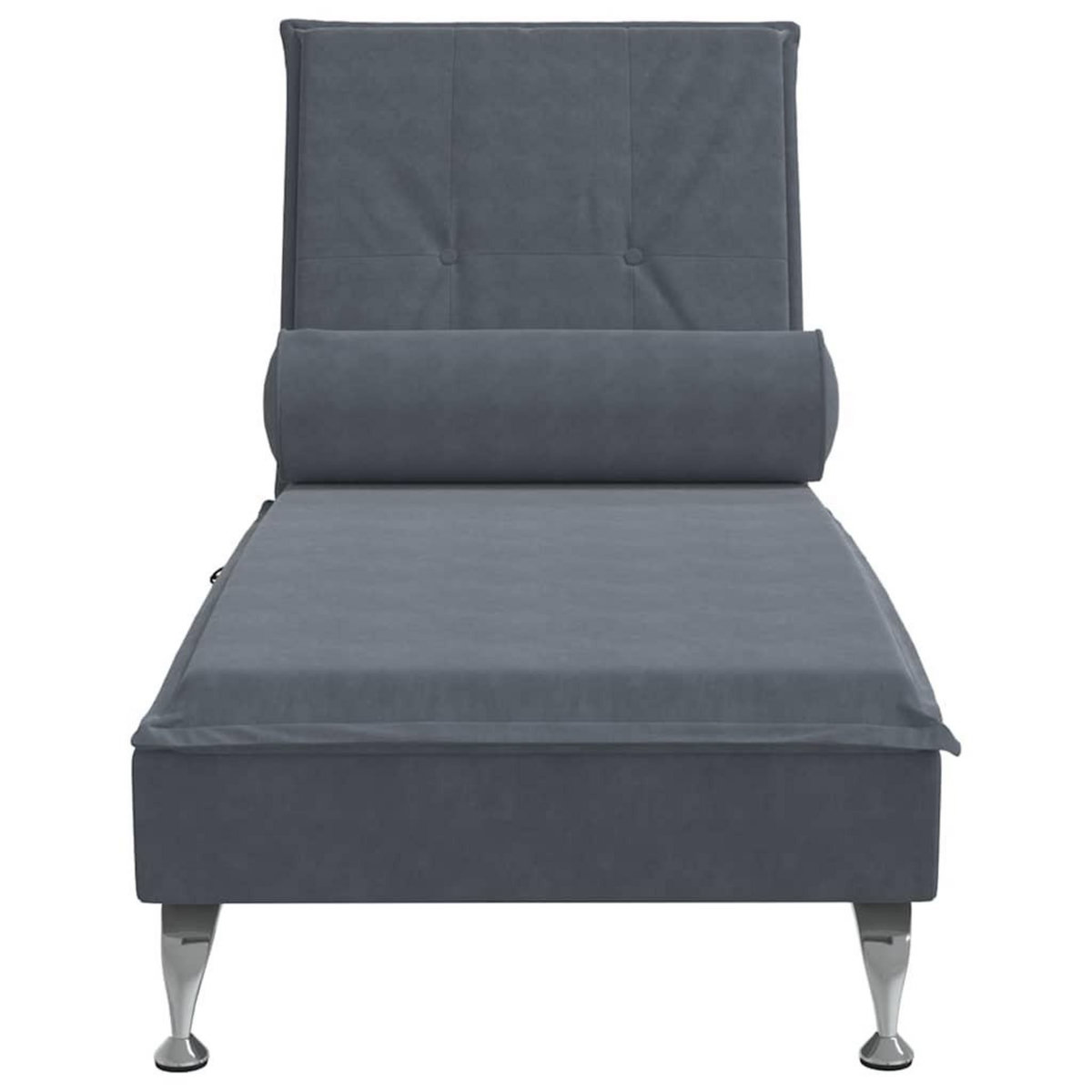 VIDAXL Chaise longue de massage avec traversin gris fonce velours
