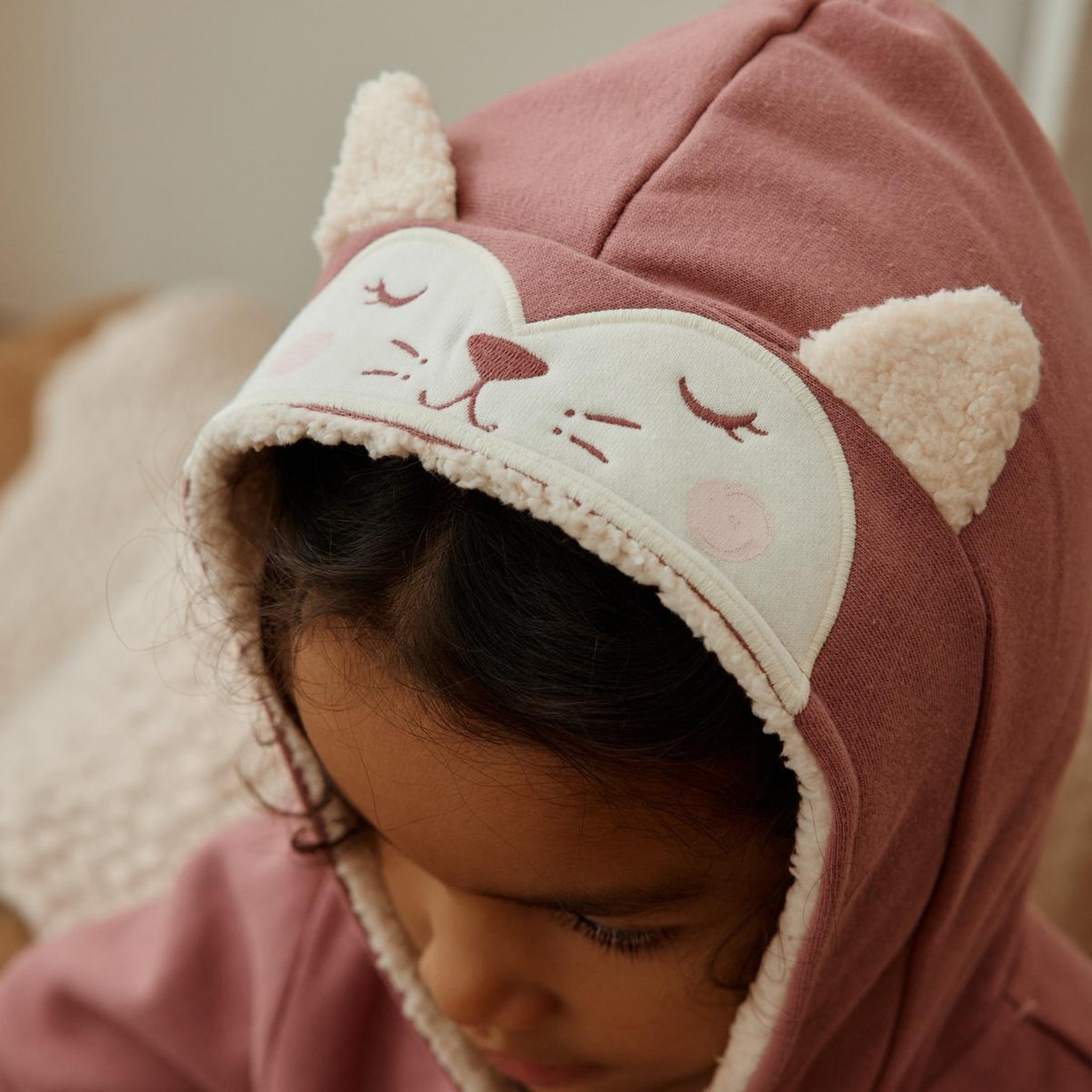 Voir la diapositive 5 : Petit Béguin Sweat à capuche zippé enfant en molleton Matcha