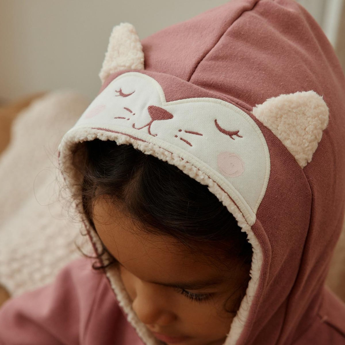 Petit Béguin Sweat à capuche zippé enfant en molleton Matcha