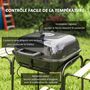 Voir la diapositive 3 : OUTSUNNY Barbecue charbon de bois avec couvercle 2 roues 3 étagères grilles acier chromée