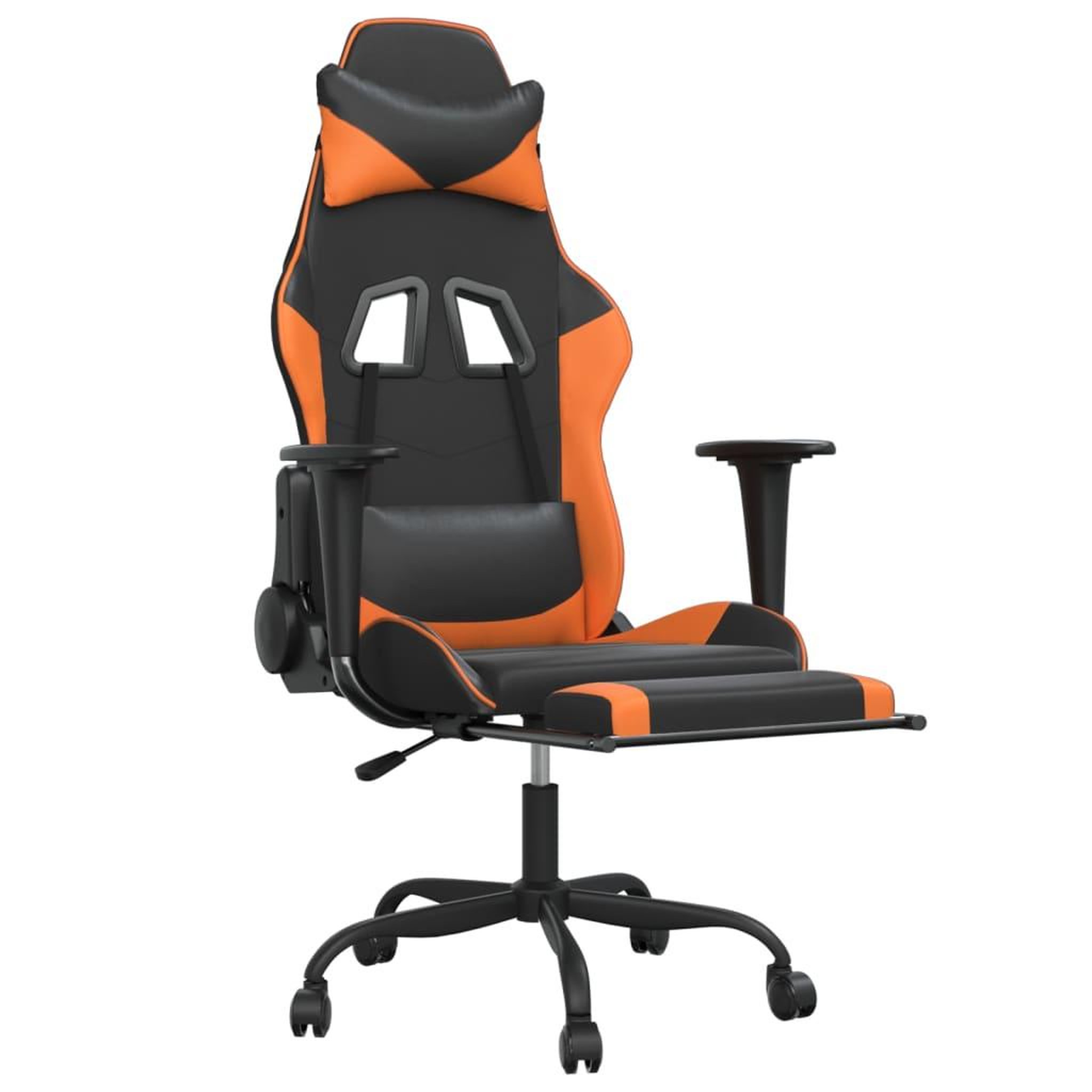Voir la diapositive 3 : VIDAXL Chaise de jeu de massage et repose-pied Noir&Orange Similicuir
