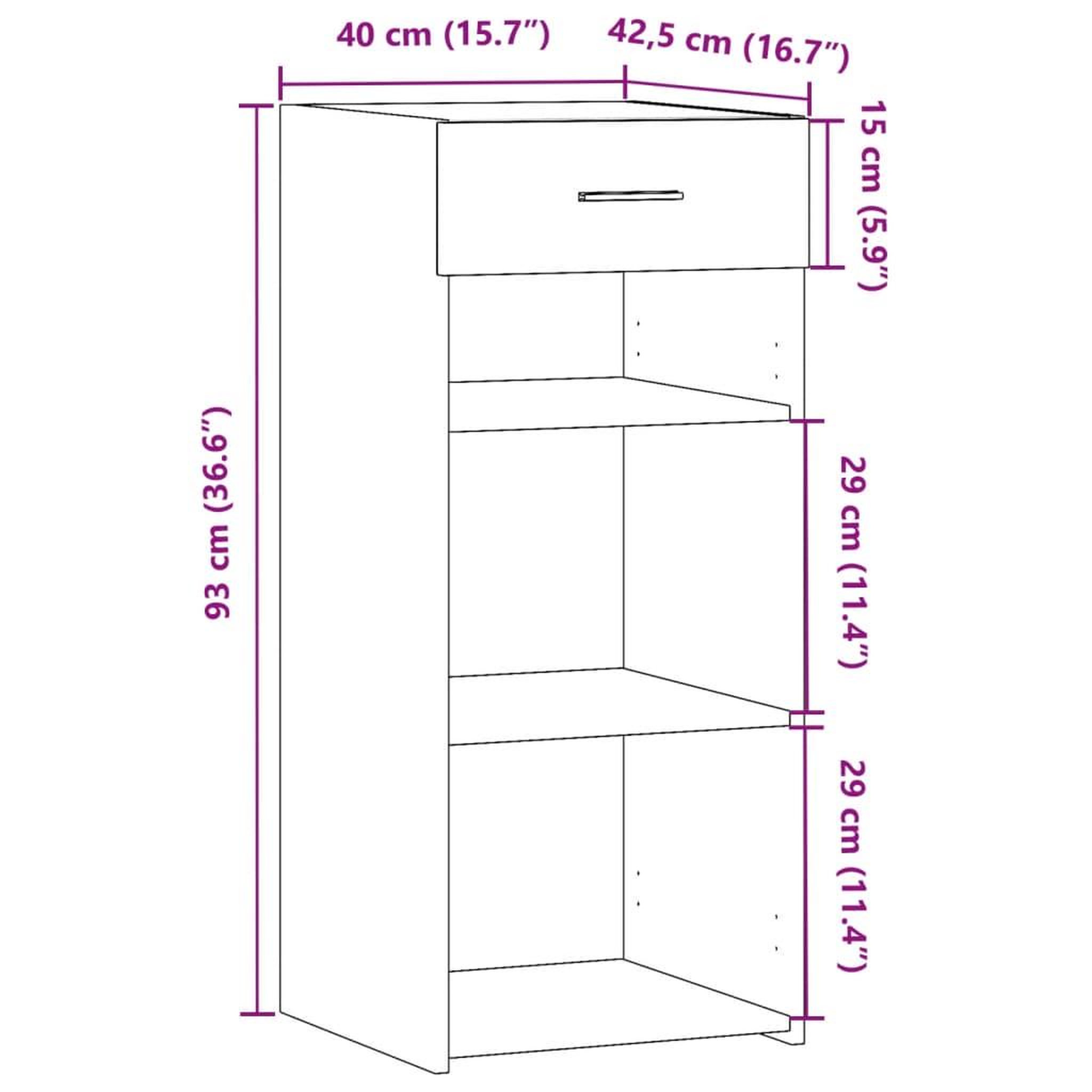 Voir la diapositive 6 : VIDAXL Buffet gris beton 40x42,5x93 cm bois d'ingenierie