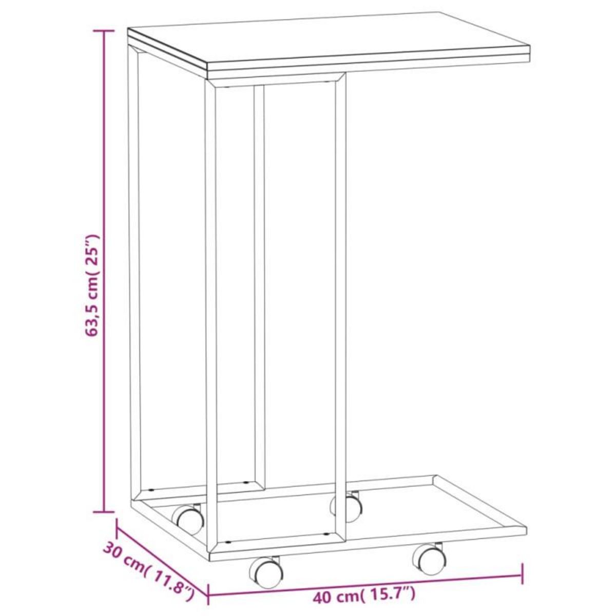 VIDAXL Table d appoint avec roues Blanc 40x30x63,5cm Bois d ingénierie