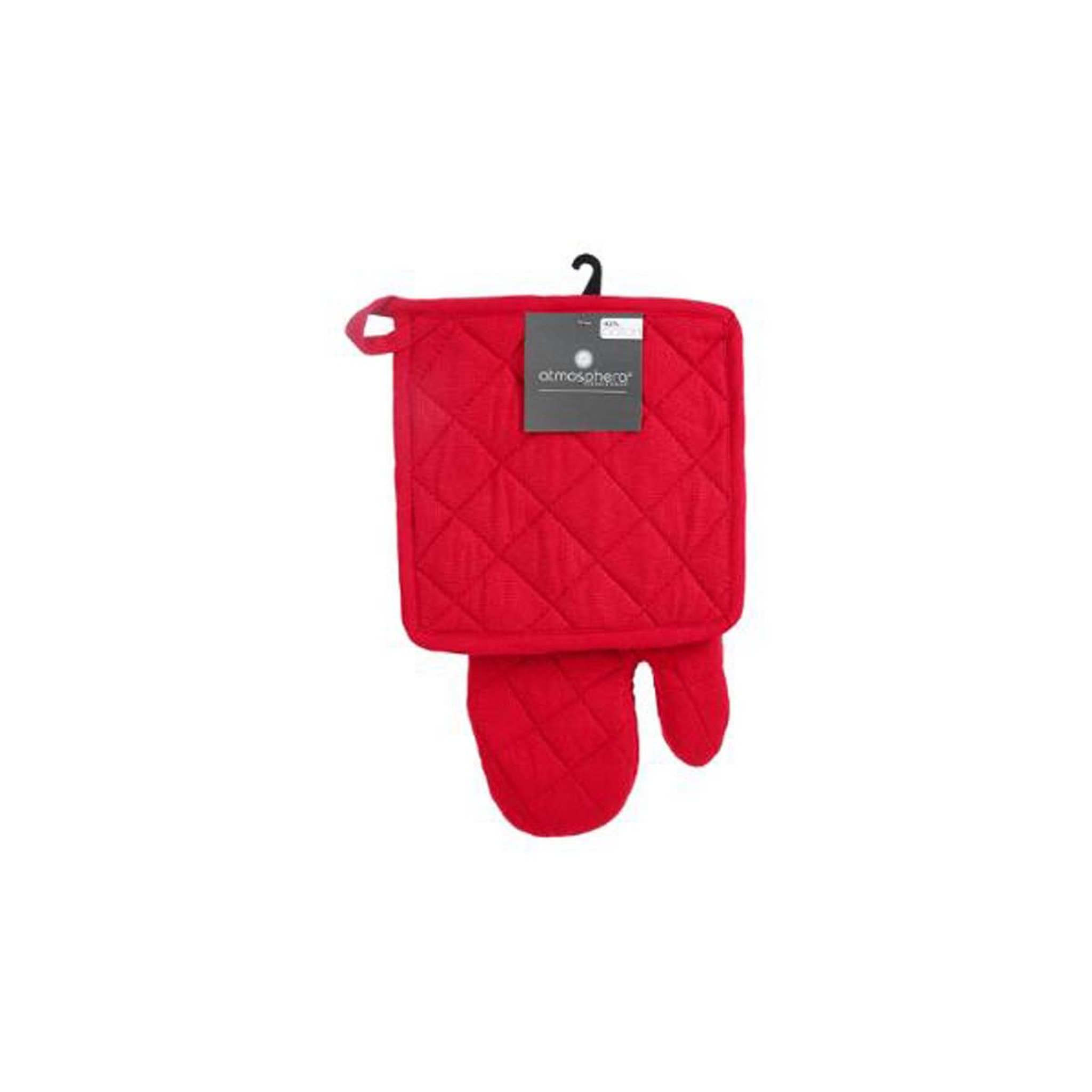 Voir la diapositive 2 : ATMOSPHERA Gant & manique de cuisine  coton  33cm rouge