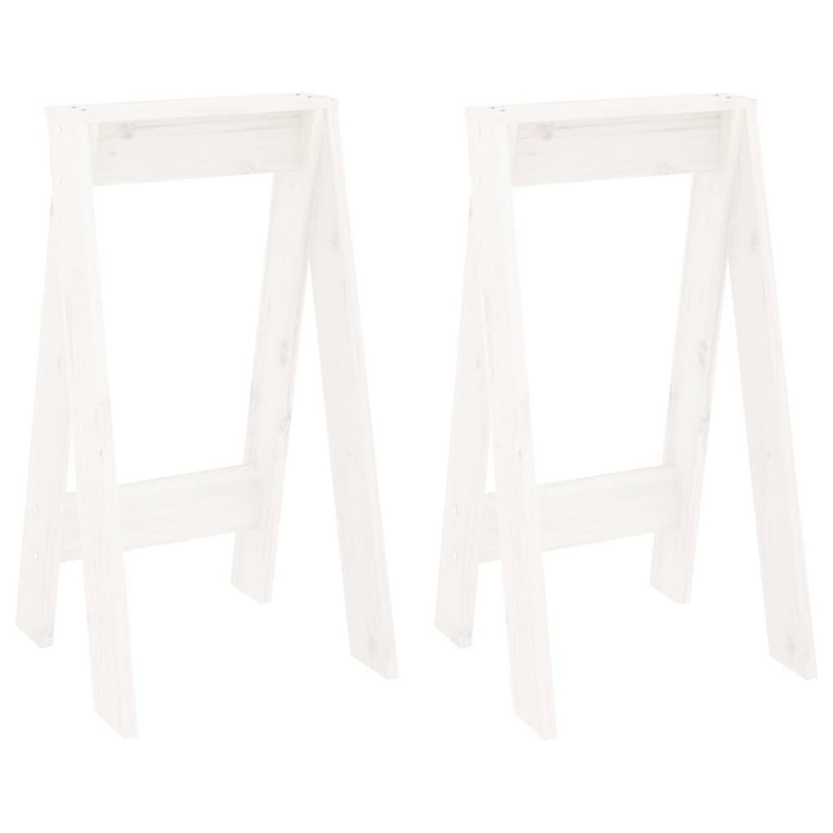 VIDAXL Tabourets lot de 2 blanc 40x40x75 cm bois massif de pin