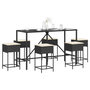 Voir la diapositive 1 : VIDAXL Ensemble de bar de jardin 7 pcs avec coussins noir poly rotin