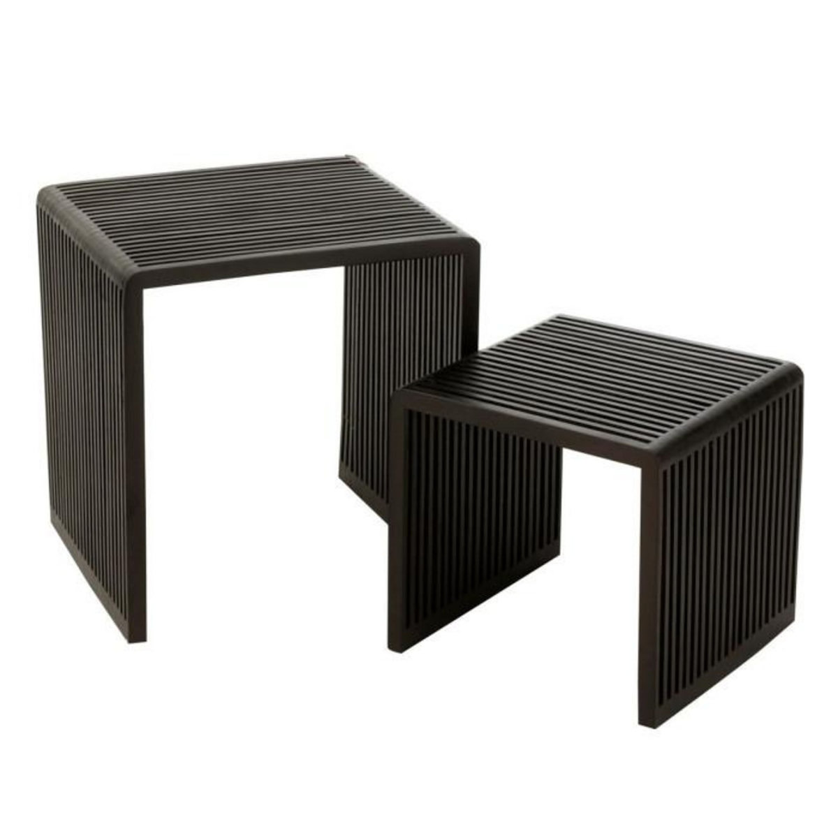 Paris Prix Lot de 2 Tables Basses en Bois  Teck  50cm Noir