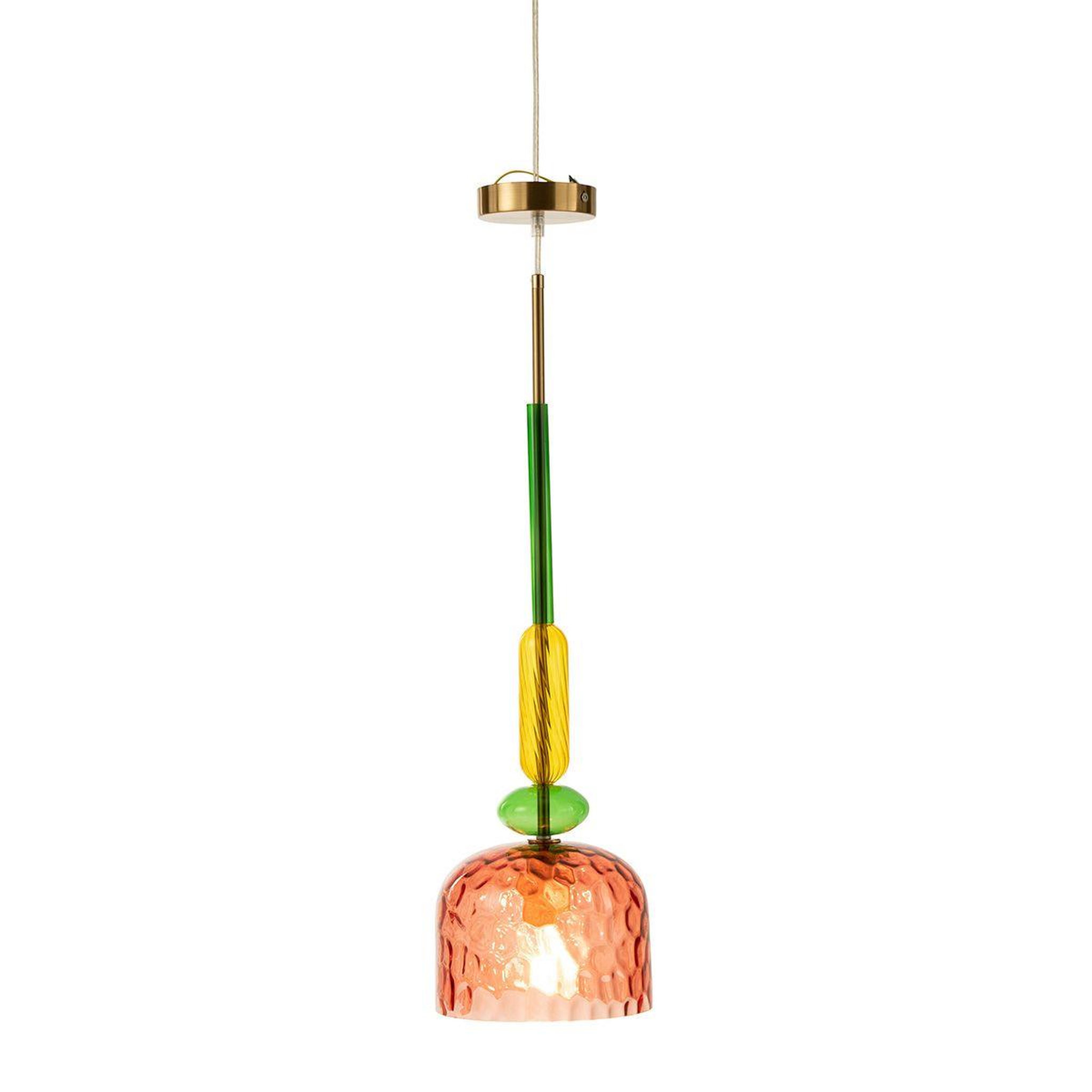 Voir la diapositive 2 : J-LINE Lampe Suspension en Verre  Fiona  160cm Rouge
