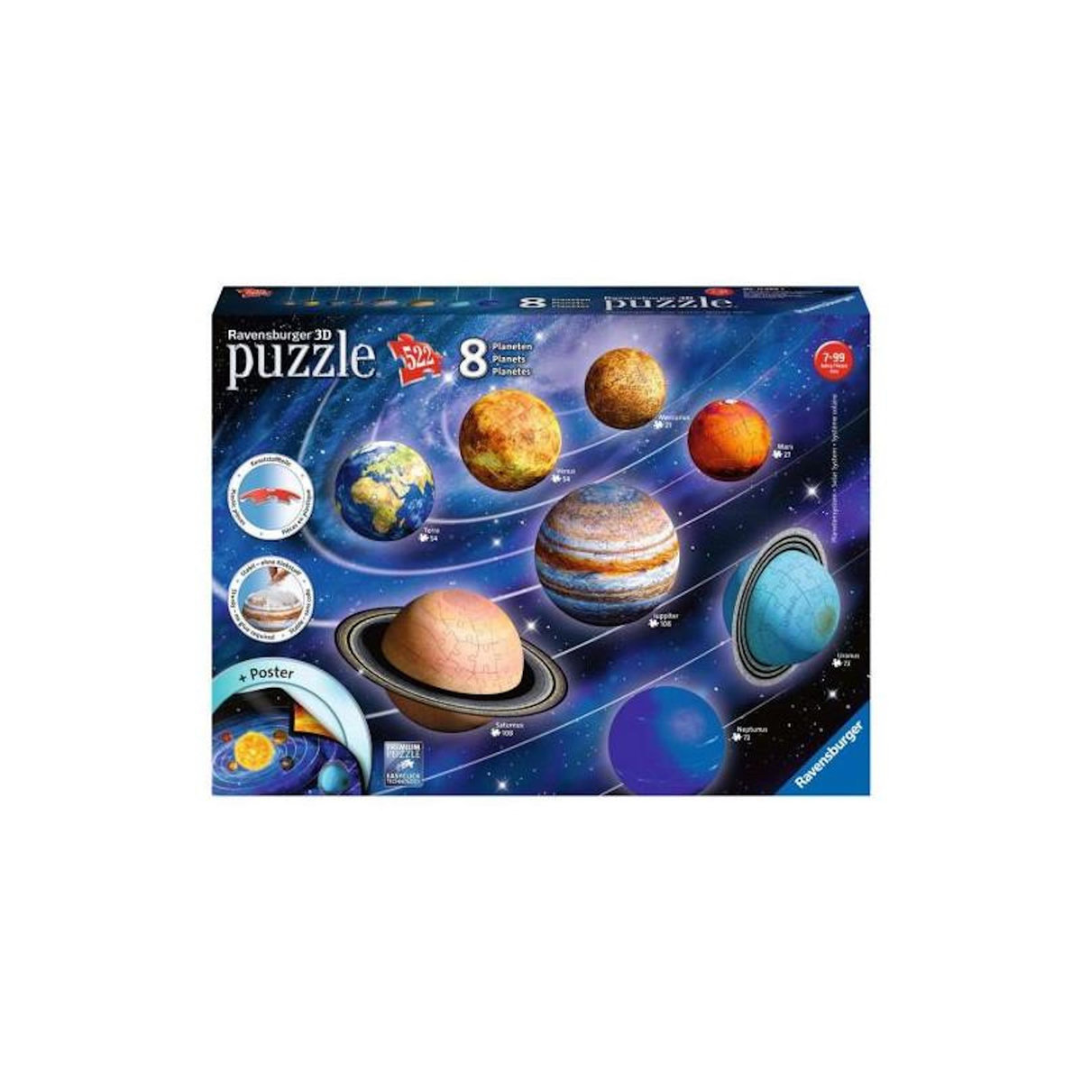 RAVENSBURGER Puzzle 3D Système solaire – Maquette des planètes – Univers spatial éducatif – Ravensburger