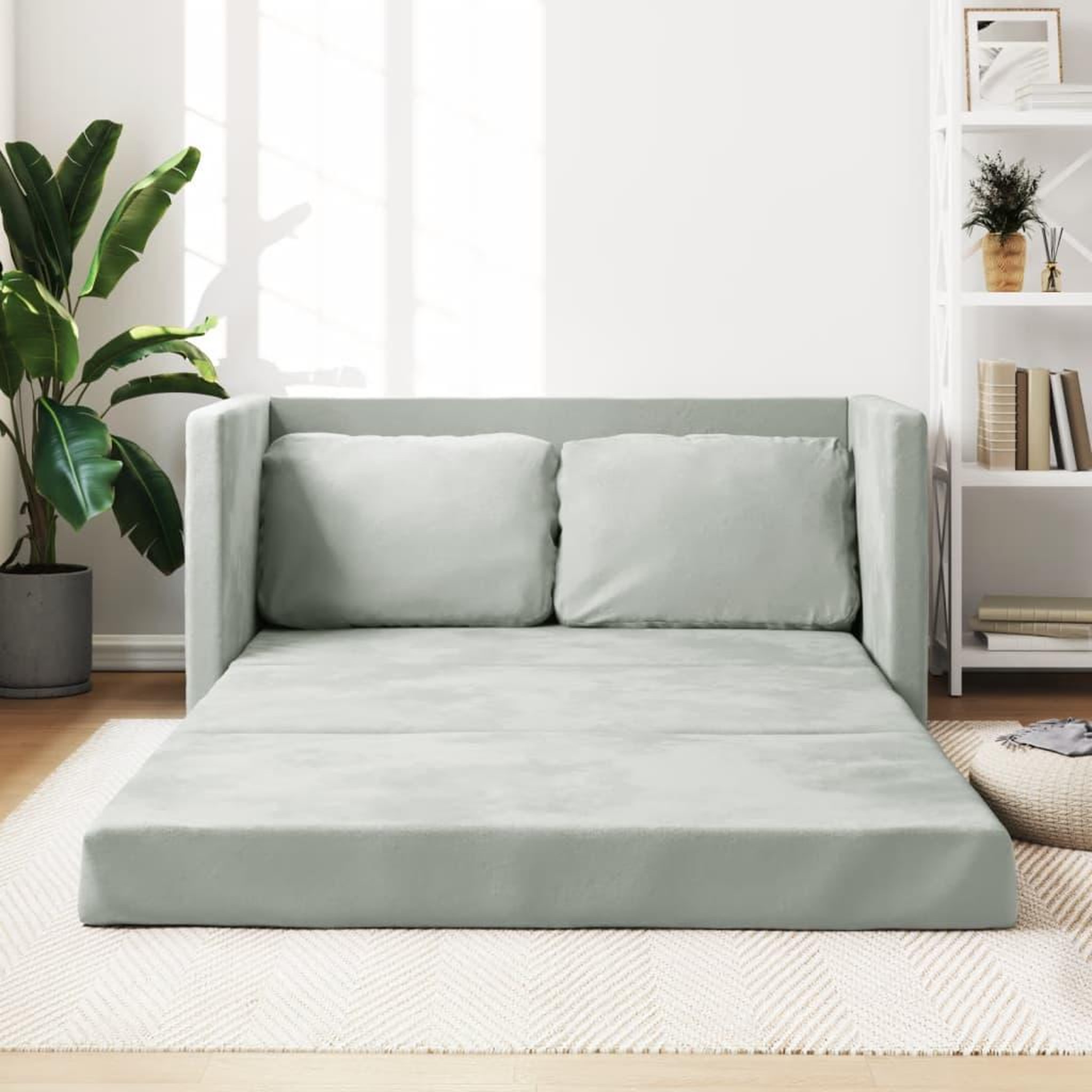 VIDAXL Canape-lit 2 en 1 gris clair 122x204x55 cm velours