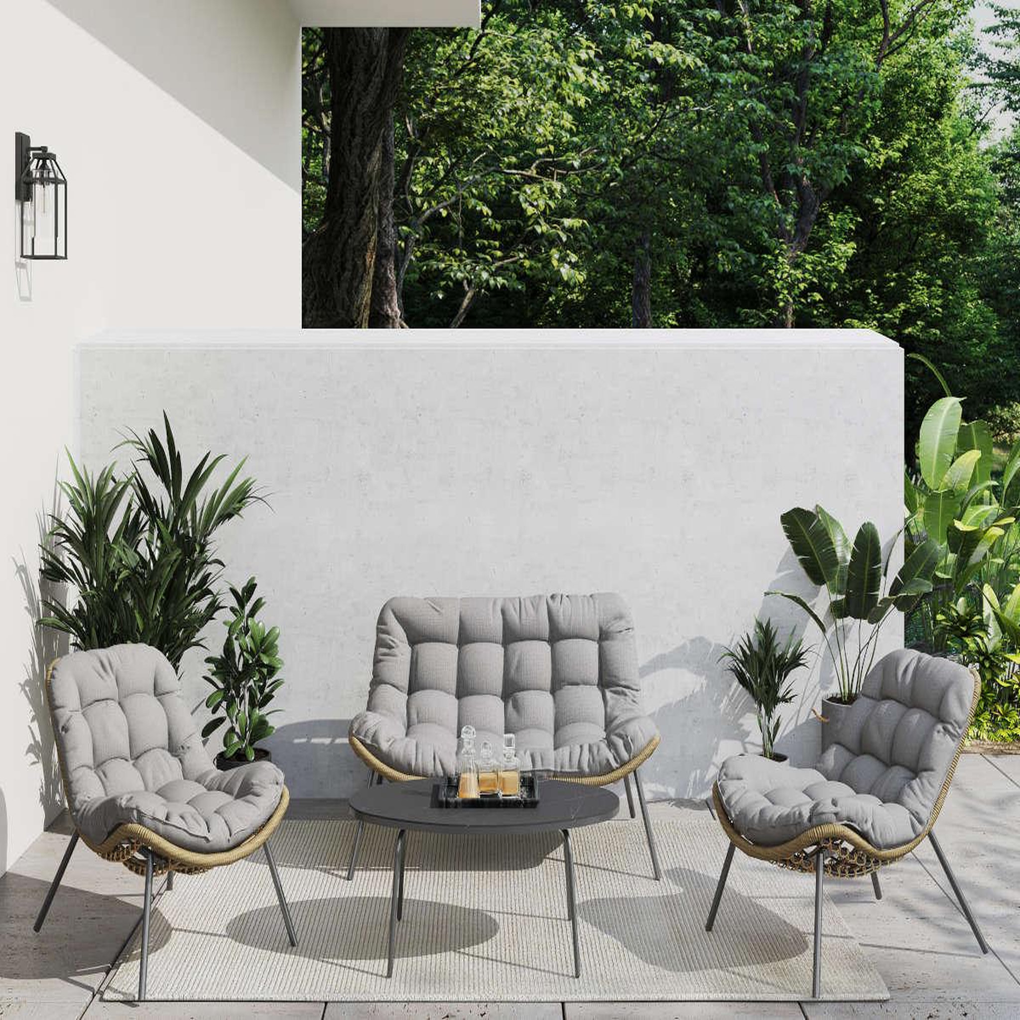 Voir la diapositive 2 : JARDIDECO Salon de jardin résine tressée maiso chill - 4 places - jardideco