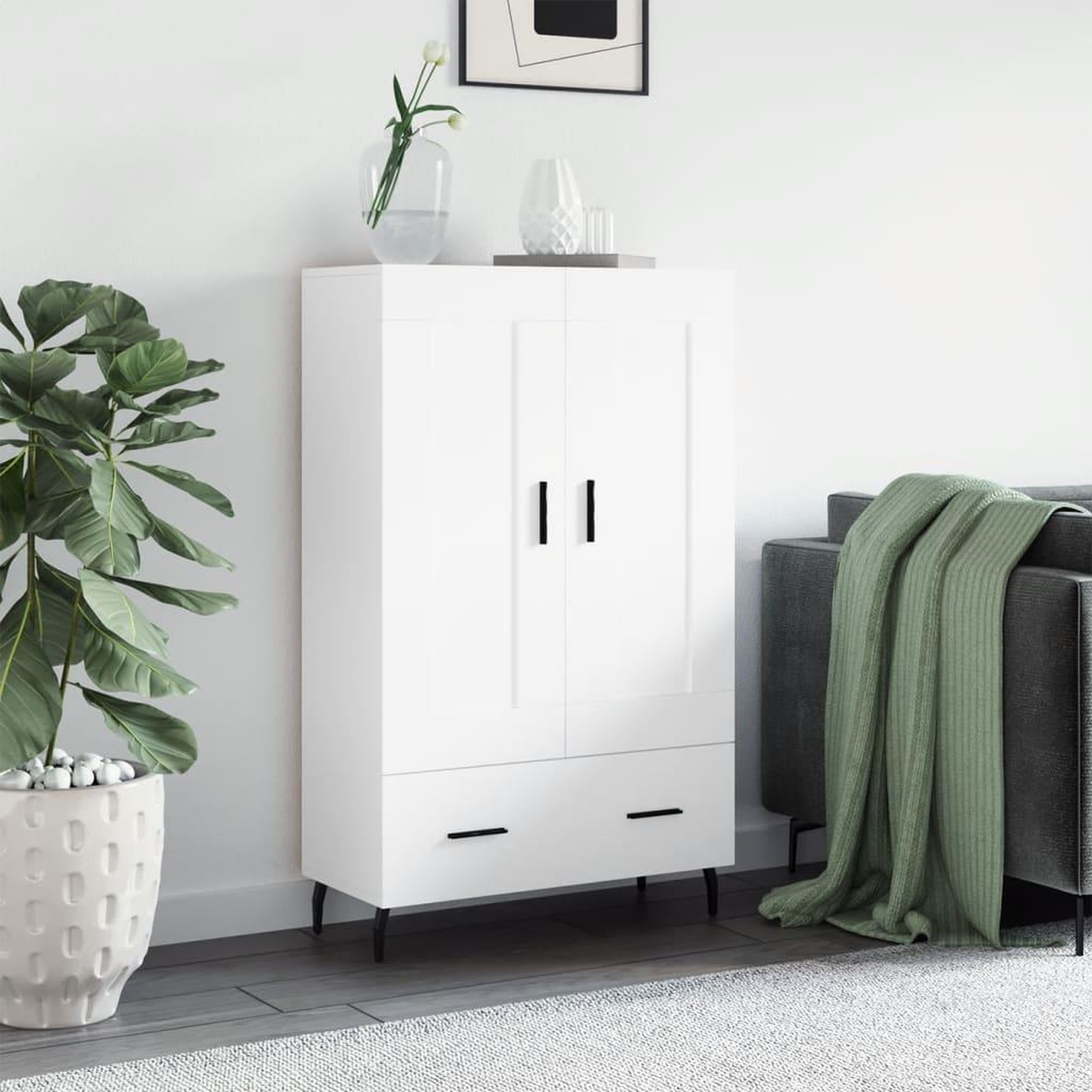 VIDAXL Buffet haut blanc 69,5x31x115 cm bois d'ingenierie