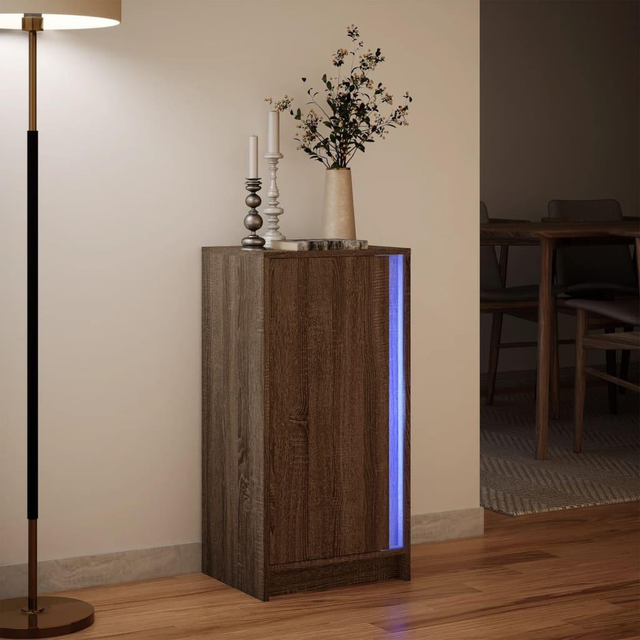 Voir la diapositive 5 : VIDAXL Buffet avec LED chene marron 42,5x34x85 cm bois d'ingenierie