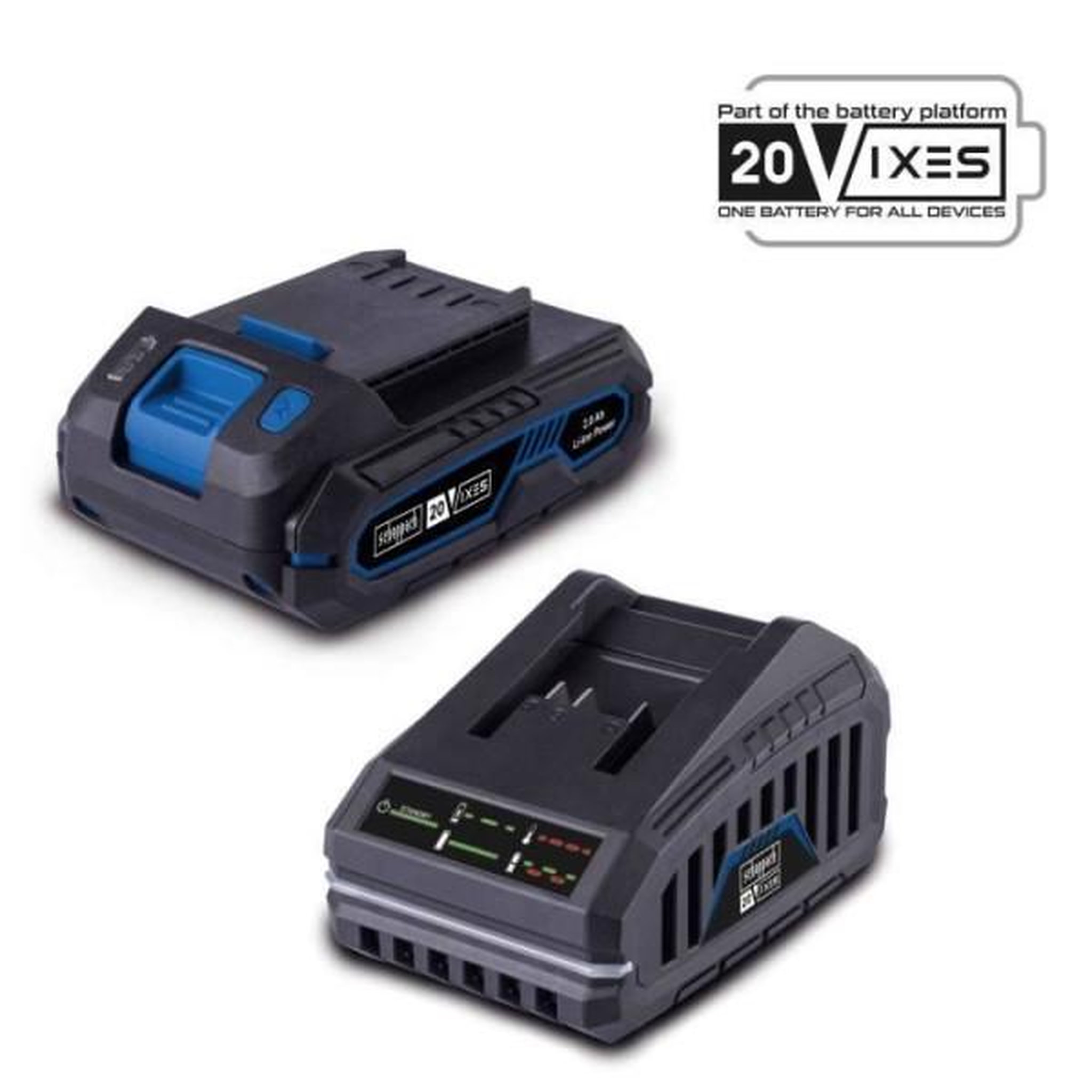 SCHEPPACH Batterie 2.0ah 20v + chargeur - batterie universelle pour la gamme scheppach 20v ixes