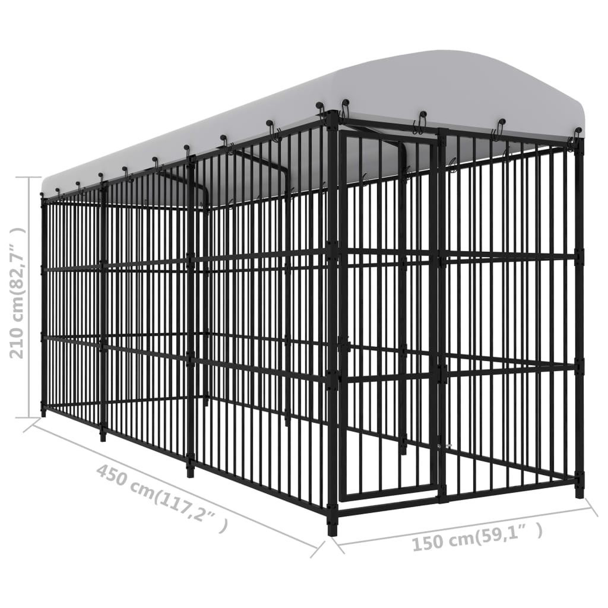 Voir la diapositive 6 : VIDAXL Chenil d'exterieur avec toit pour chiens 450x150x210 cm