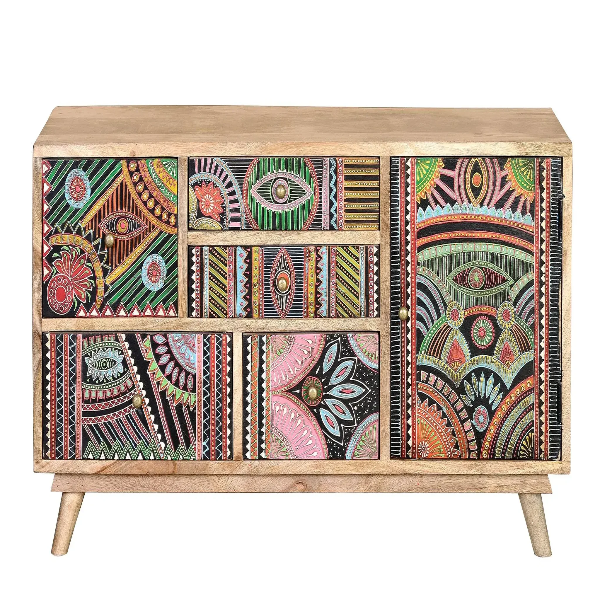 GINER Y COLOMER SL Commode en bois de manguier 100 cm style boho ethnique