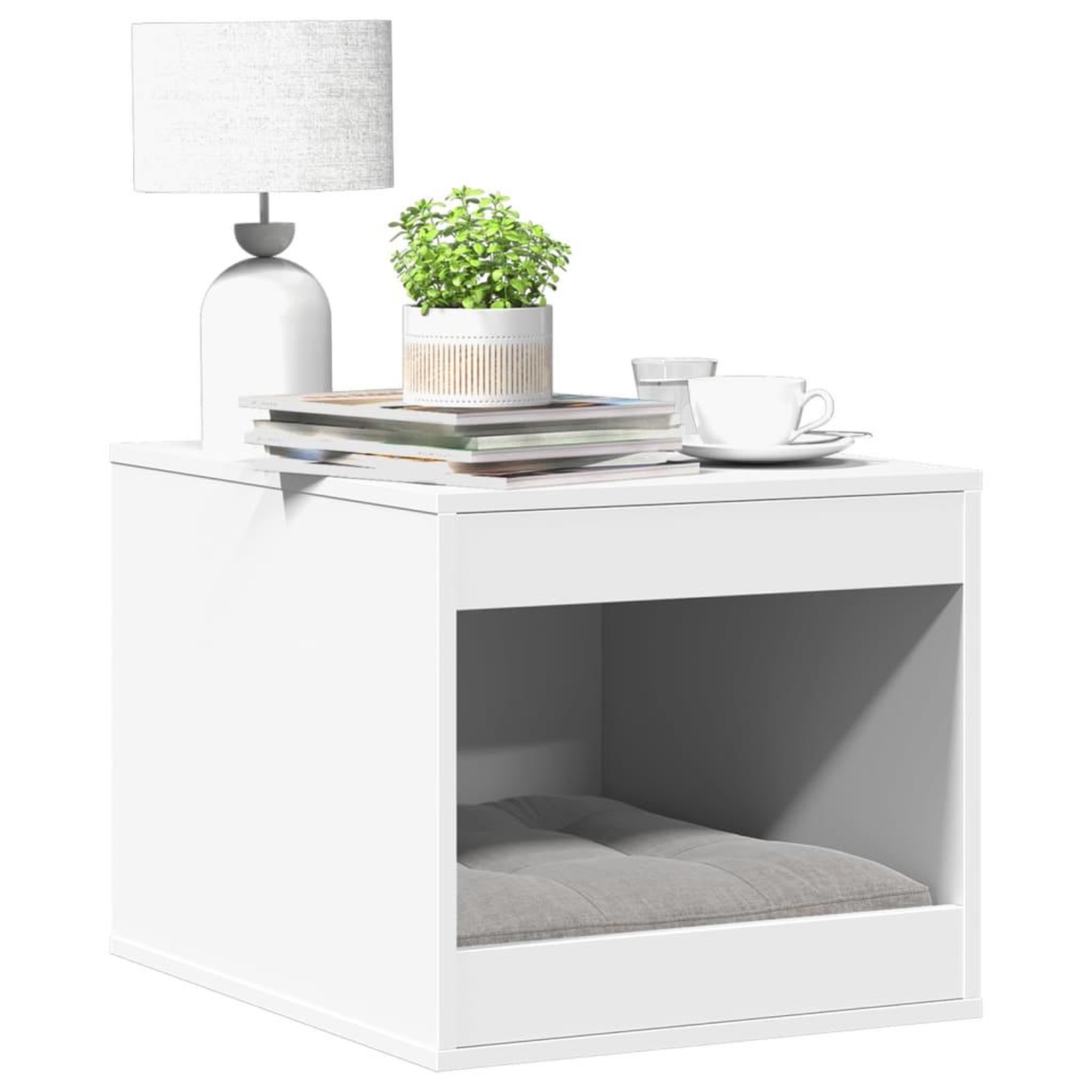 VIDAXL Meuble de bac a litiere pour chat blanc bois d'ingenierie