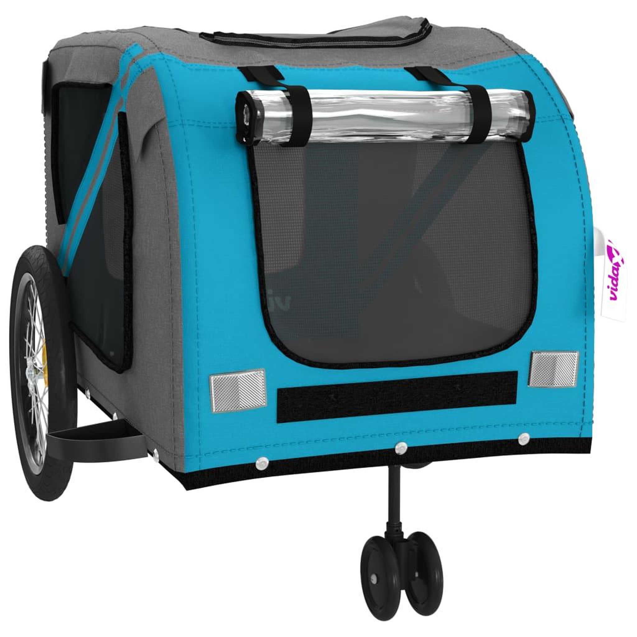 Voir la diapositive 5 : VIDAXL Remorque de velo pour animaux de compagnie bleu et gris