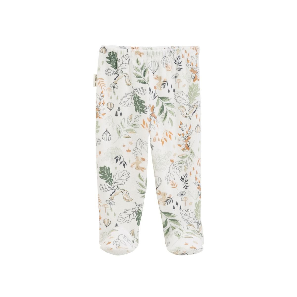 Petit Béguin Pyjama bébé 2 pièces en velours avec pieds Merlin