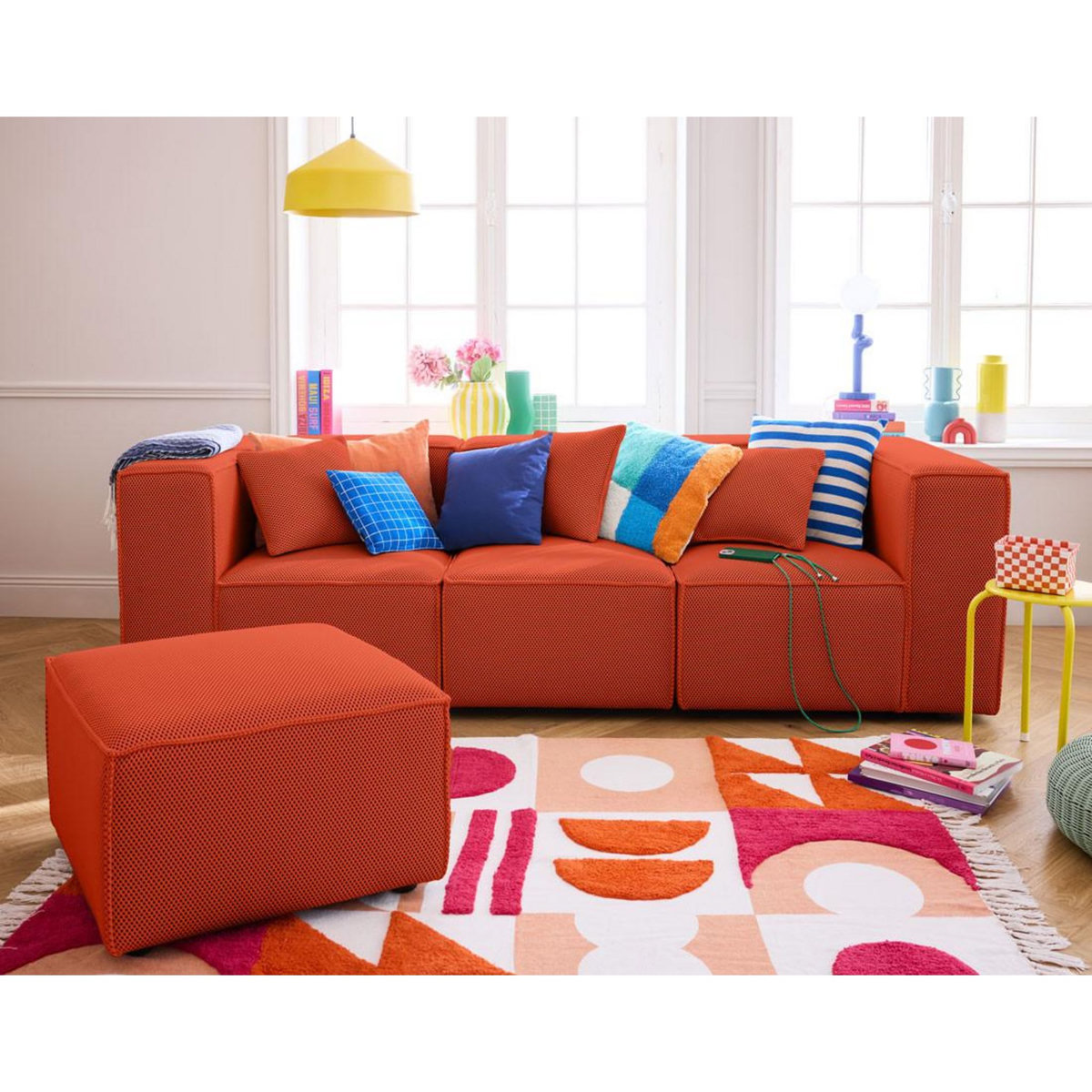 LISA DESIGN Arty - pouf d'appoint - en tissu mailles 3d