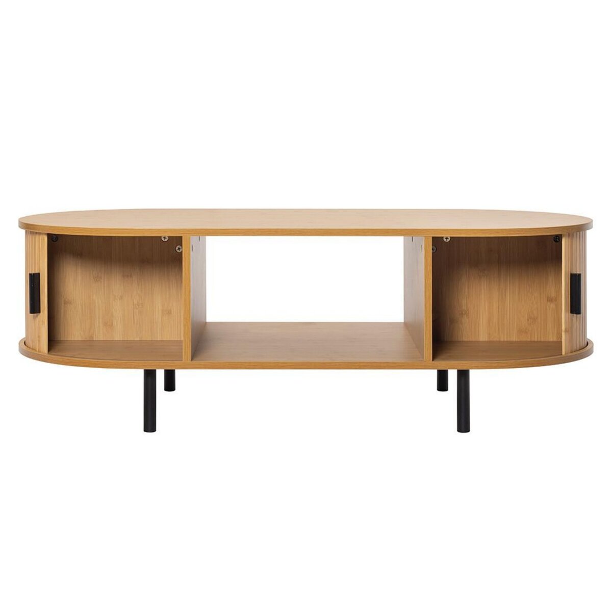 BEST MOBILIER Kofu - table basse - bambou - 2 portes et 1 niche - 120 cm