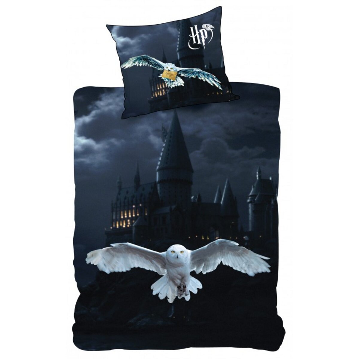 HARRY POTTER Harry Potter Hedwige - Parure de Lit Coton Enfant Poudlard -  Housse de Couette 140x200 cm Taie 65x65 cm pas cher 