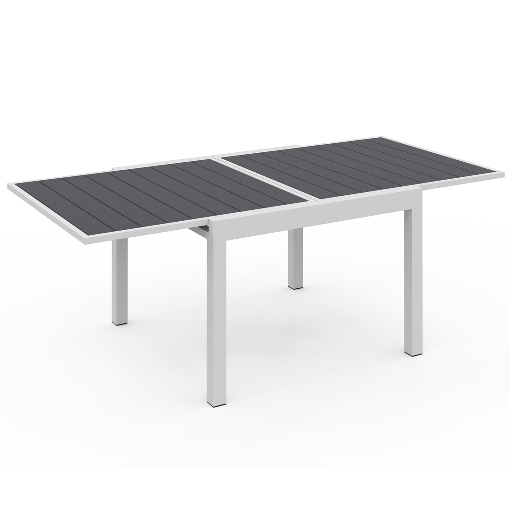 Voir la diapositive 3 : ID MARKET Salon de jardin poly table extensible 90-180 cm et 8 chaises blanc et gris