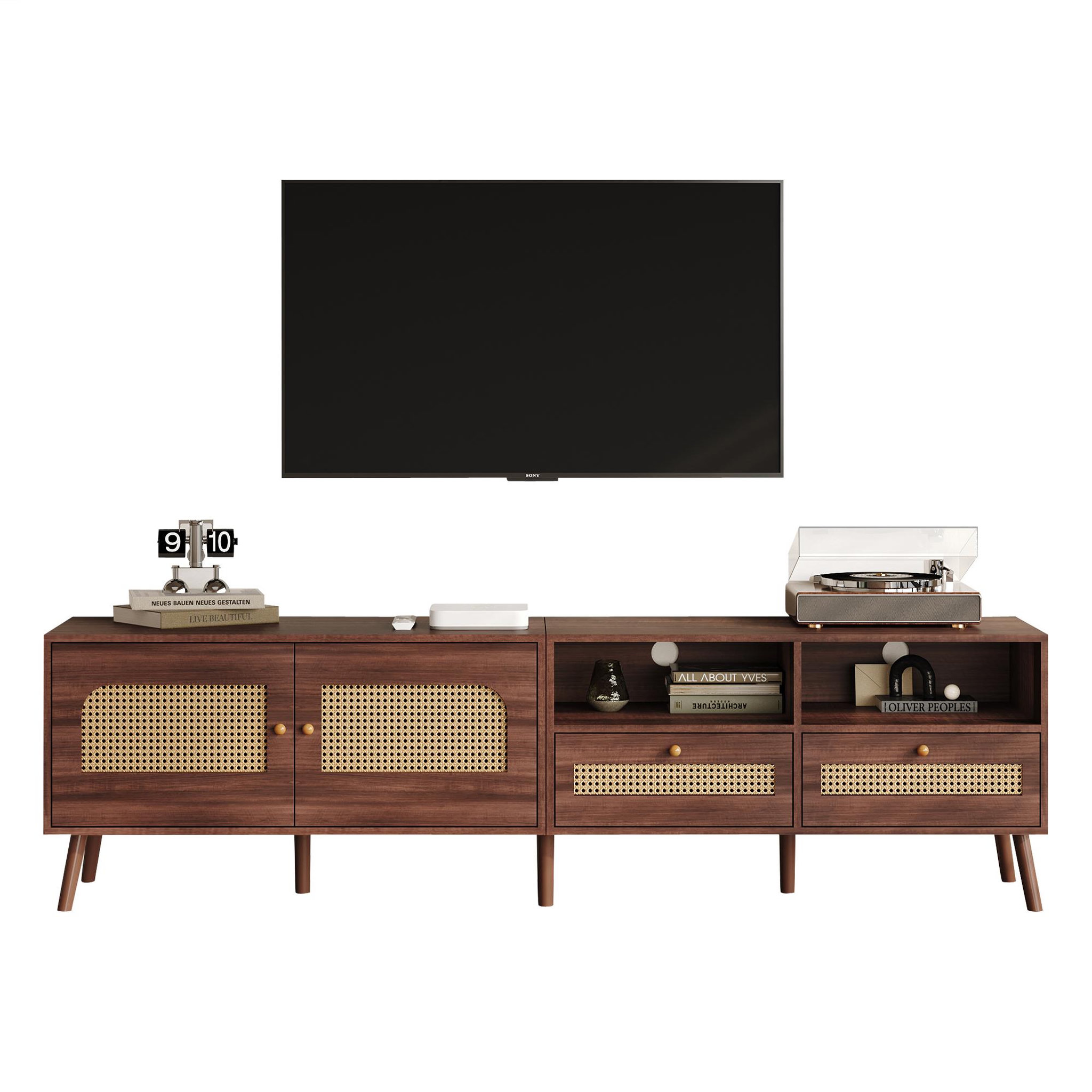 MERAX Meuble tv marron 200cm panneau de particules